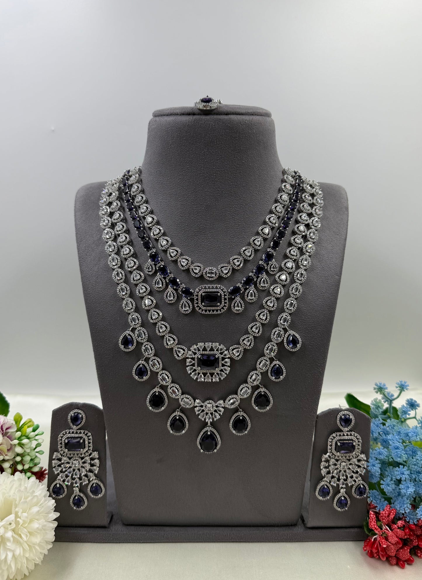 Chitra American Dimond Long Necklace Set