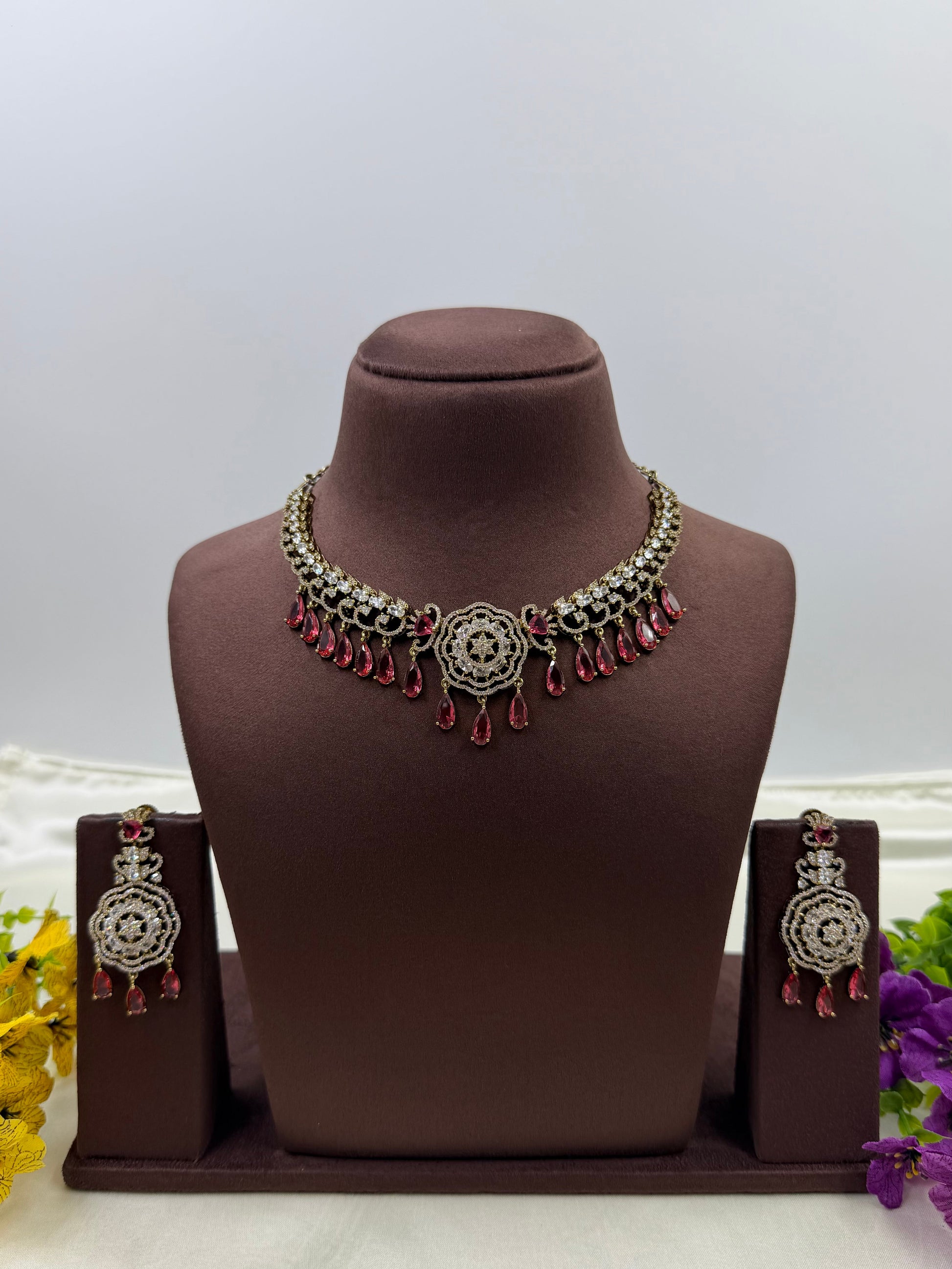 Lalita Necklace Set worn styled with traditional outfit