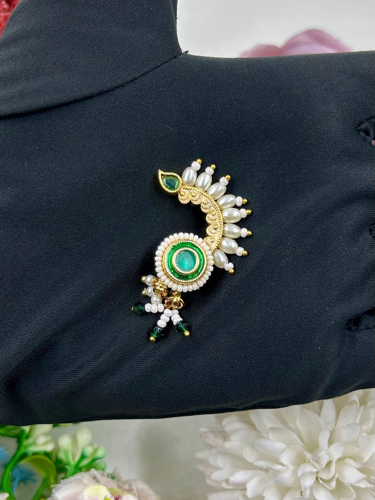 Jhanvi Nose Ring worn styled with traditional outfit