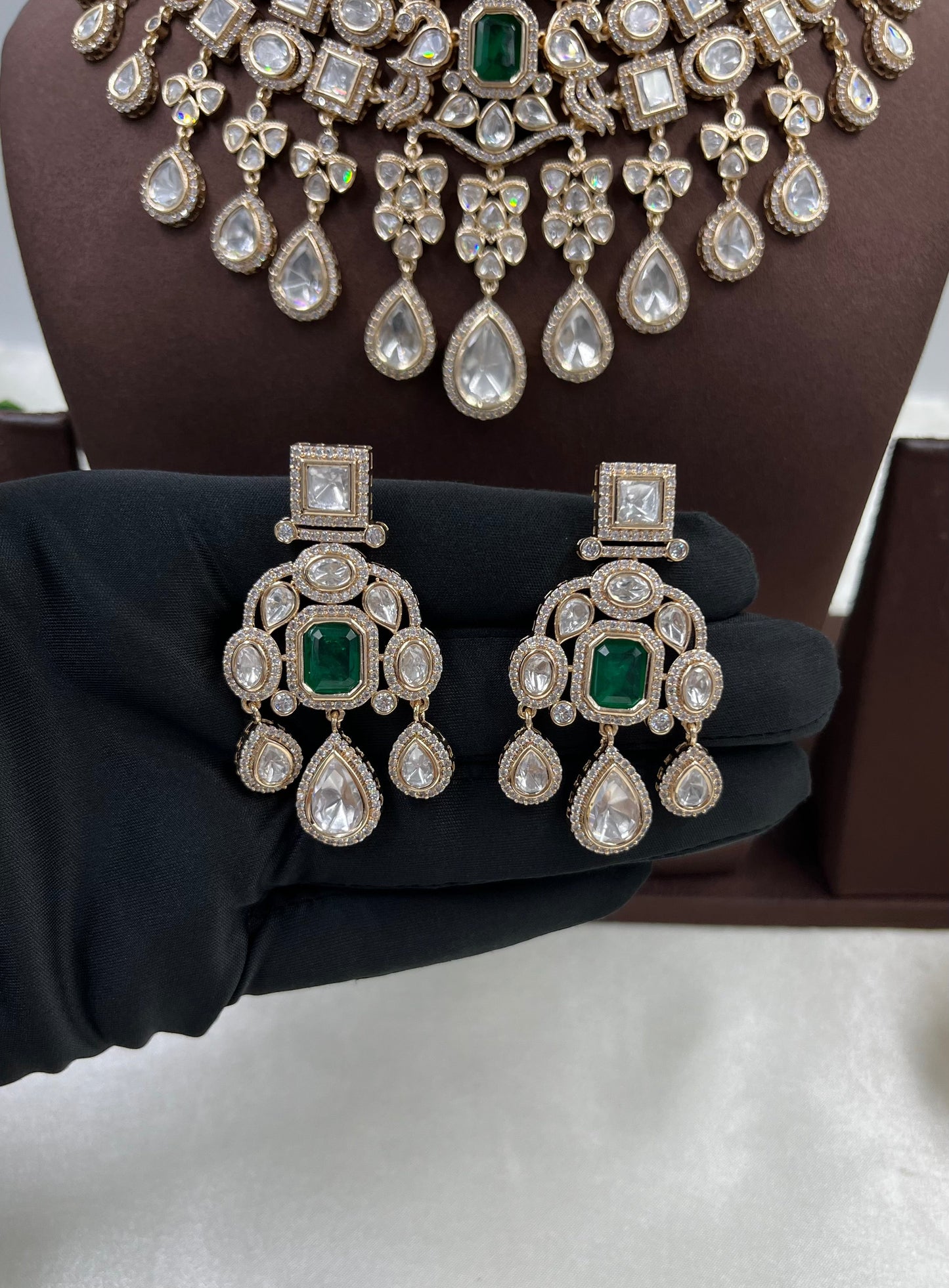 Veena Moissanite Semi Bridal Necklace