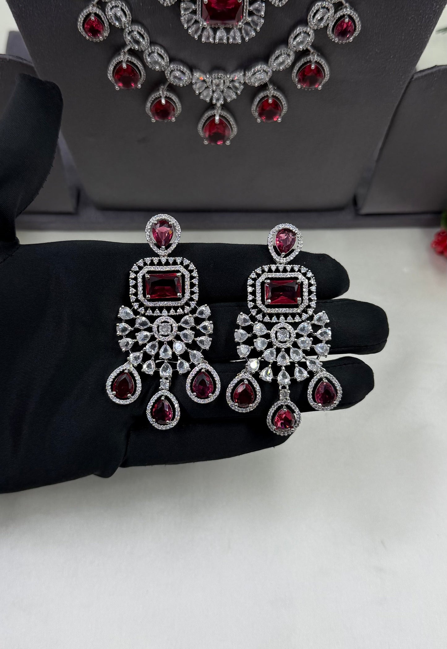 Chitra American Dimond Long Necklace Set