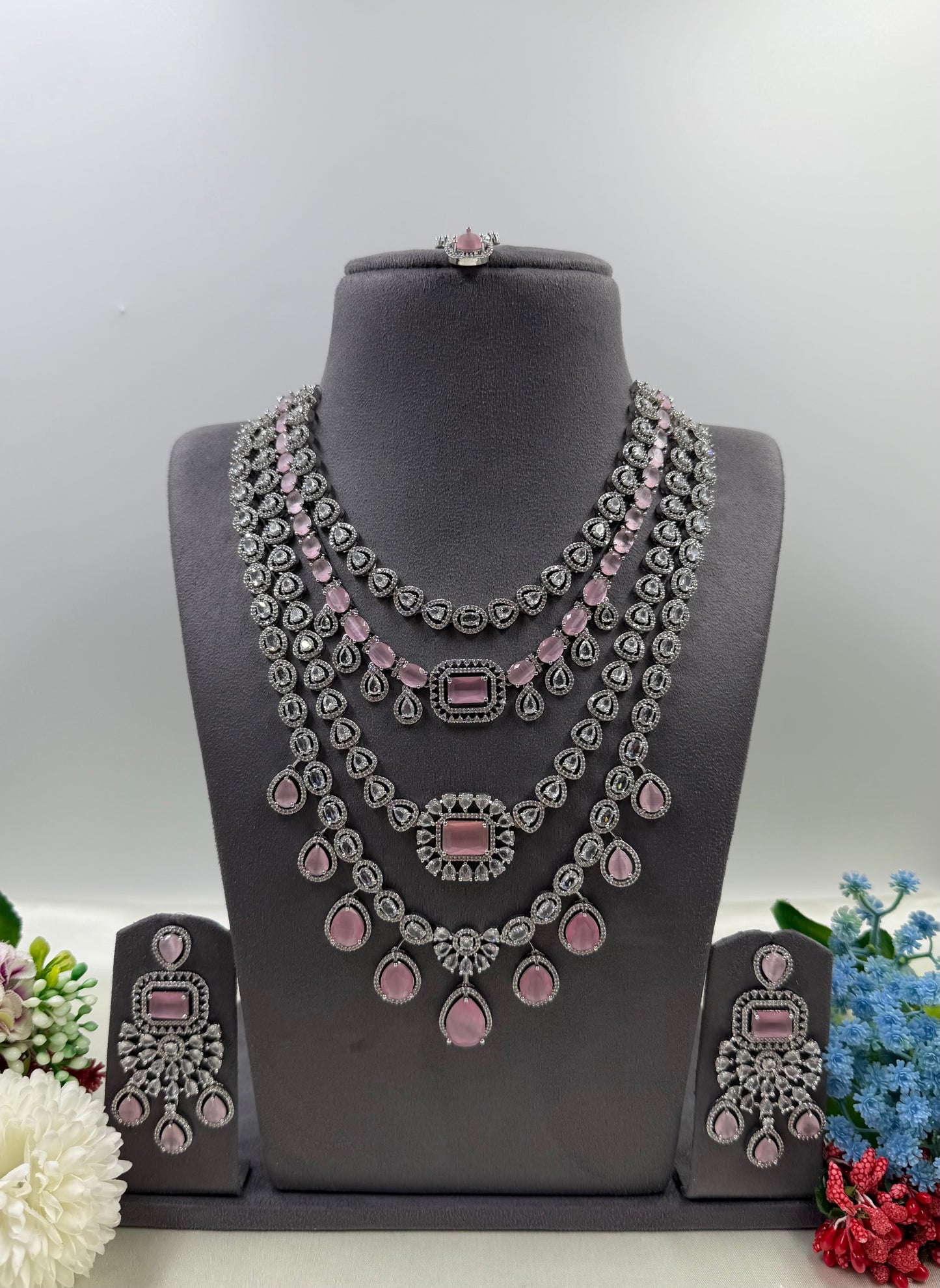 Chitra American Dimond Long Necklace Set
