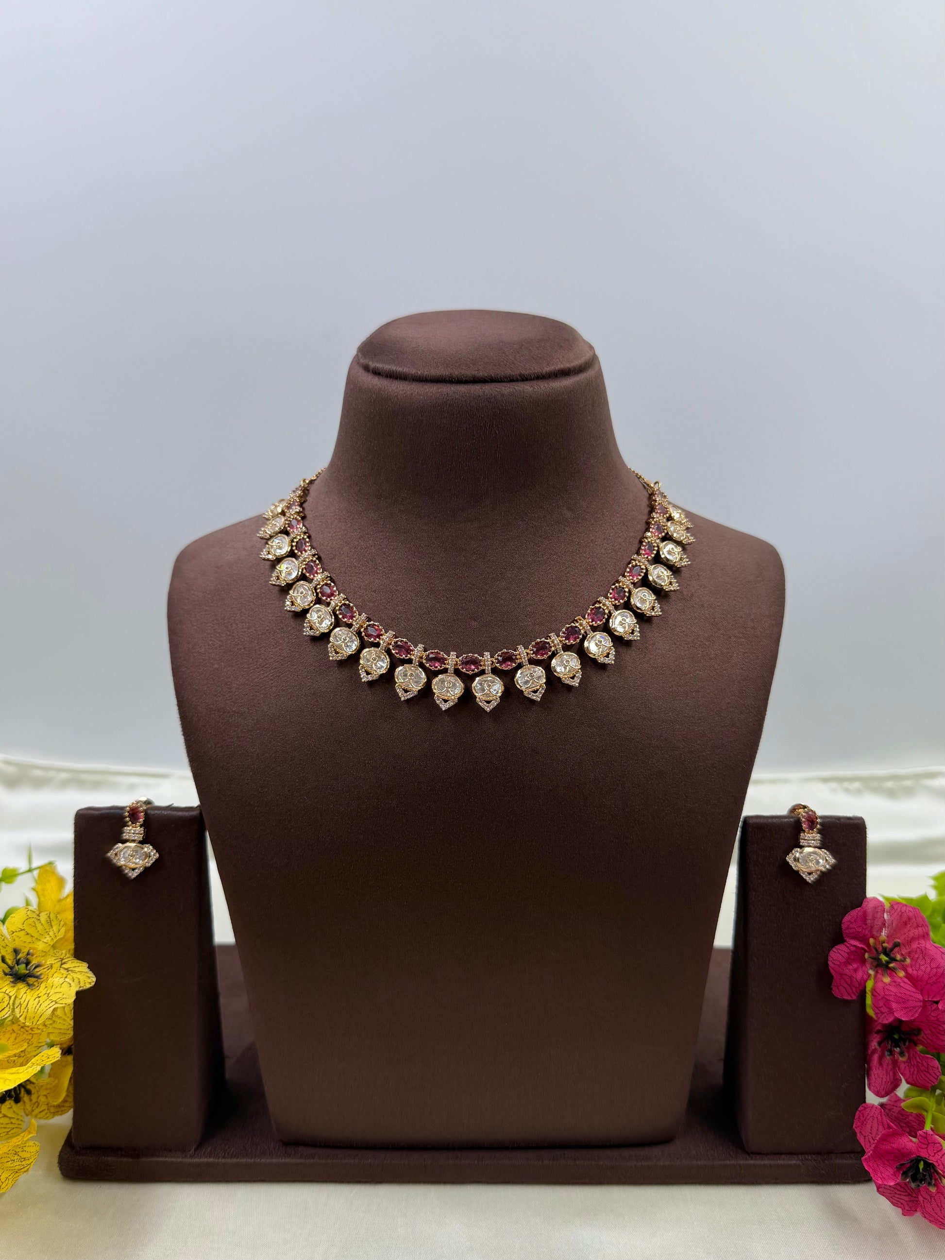 Uma Necklace Set worn styled with traditional outfit