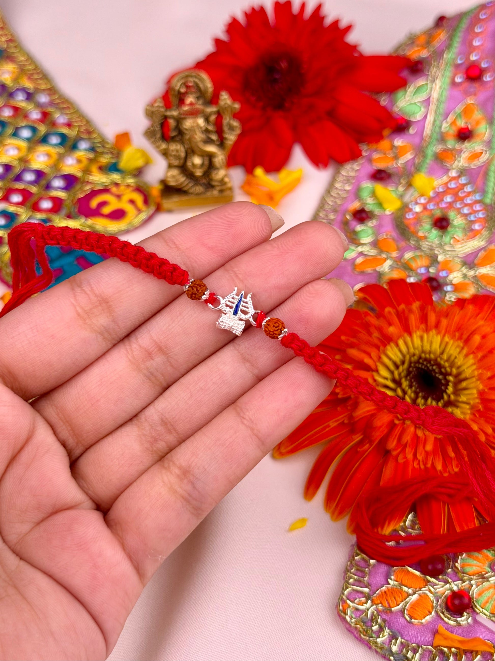 Mahadev Rakhi worn styled with traditional outfit