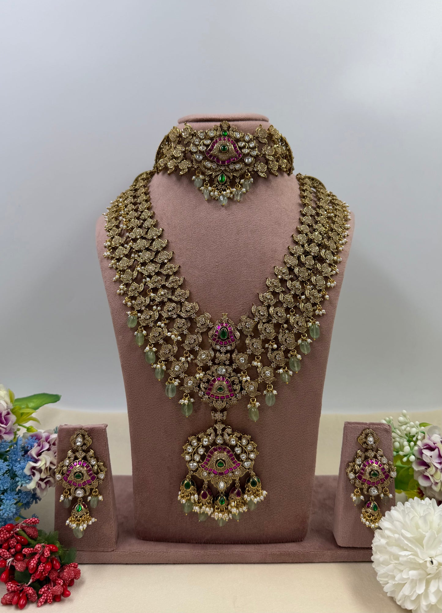 Pallika Jadau Polki South Indian Semi Bridal Set