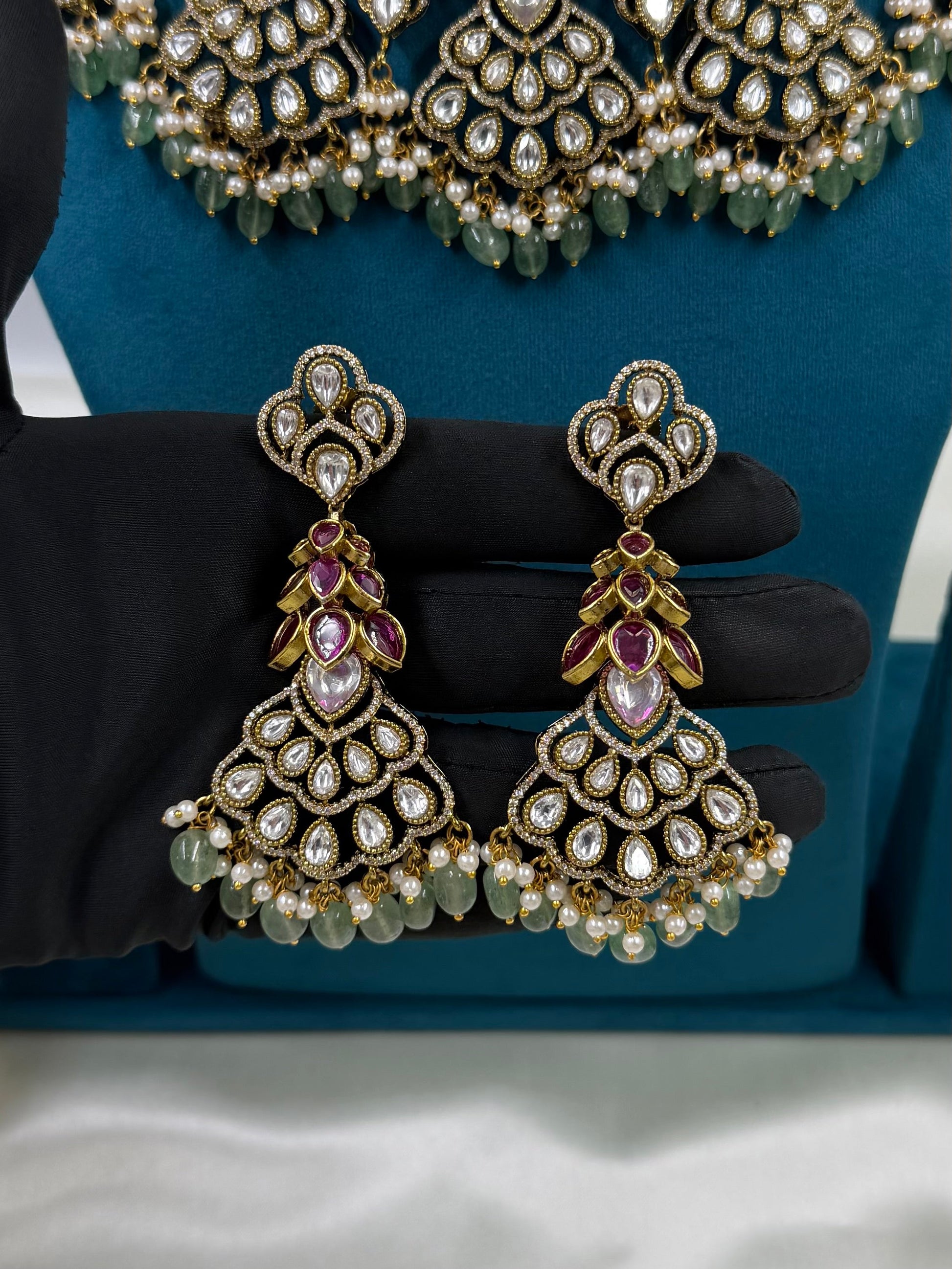 Multi Necklace Set detail shot showing Victorian work