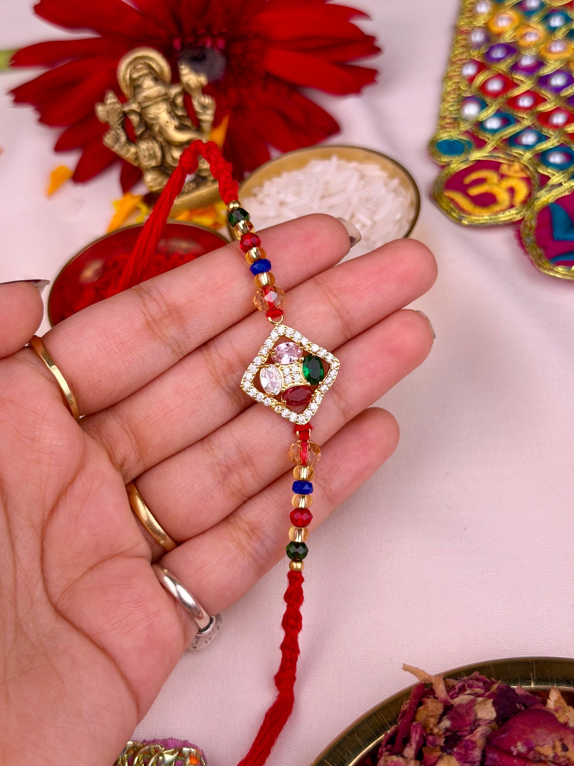 Celestial Rakhi worn styled with traditional outfit