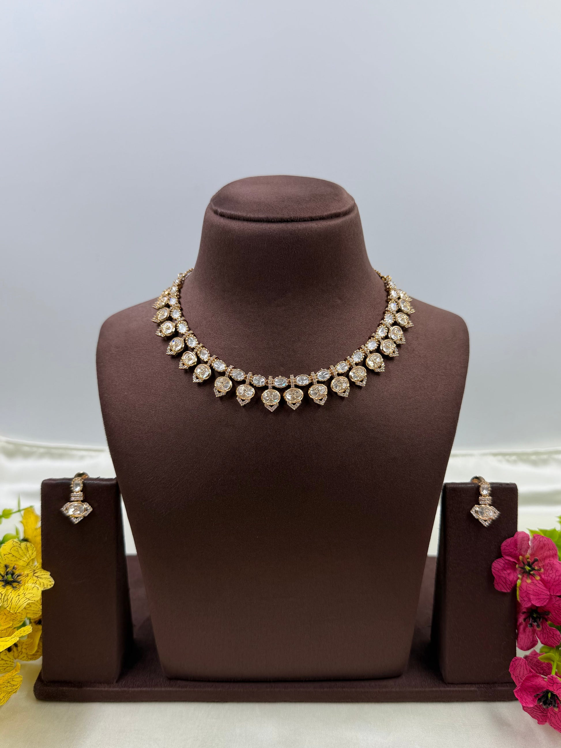 Uma Moissanite Necklace Set close-up view