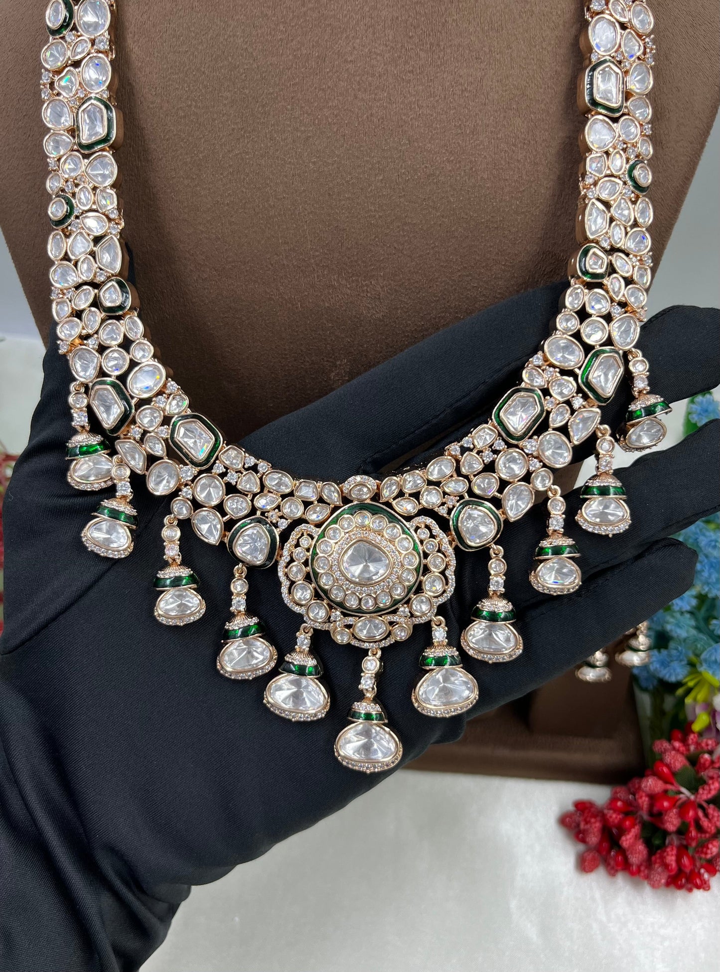Rizvi Long Moissanite Kundan Necklace