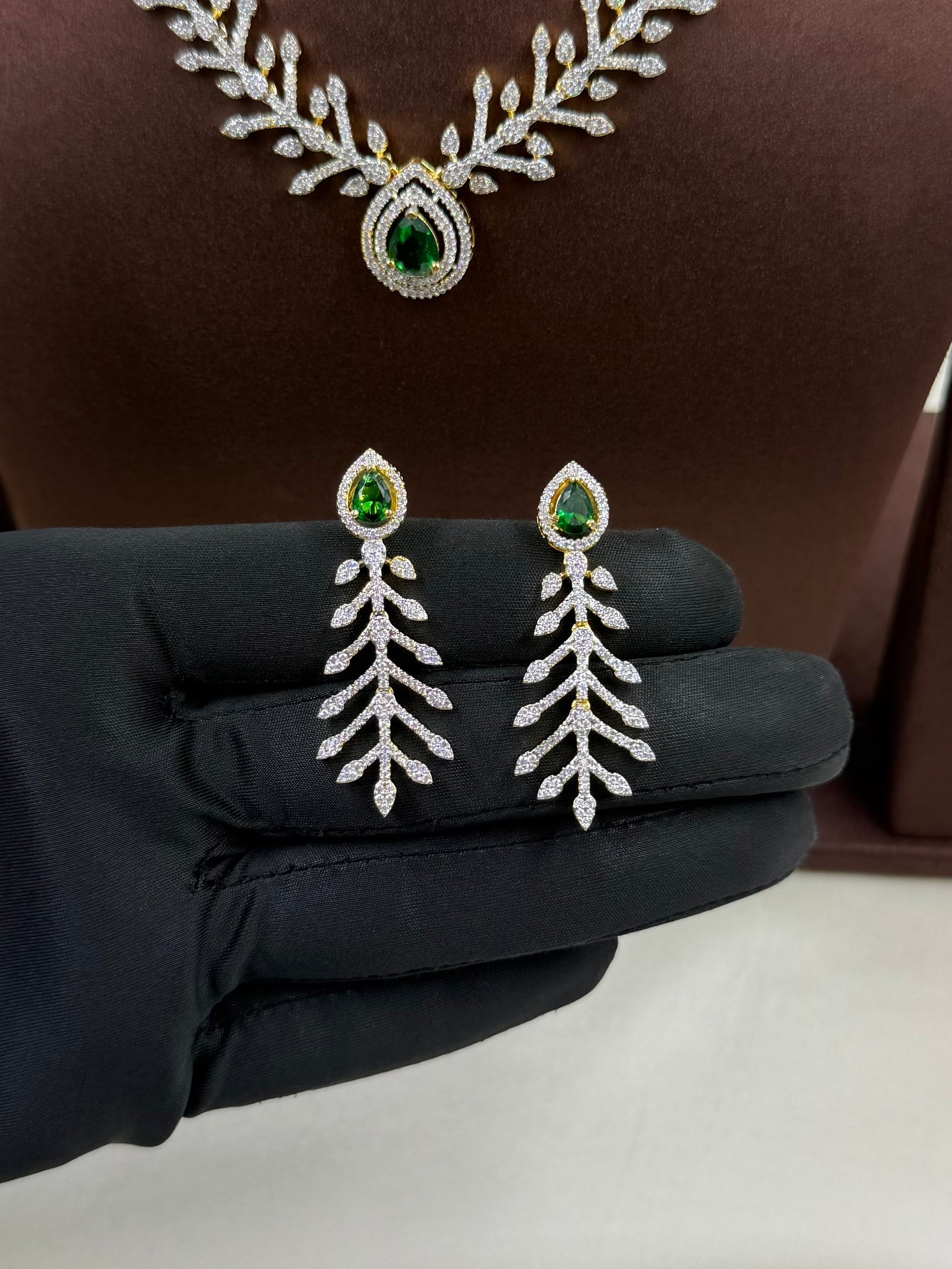 Green Necklace Set detail shot showing intricate work