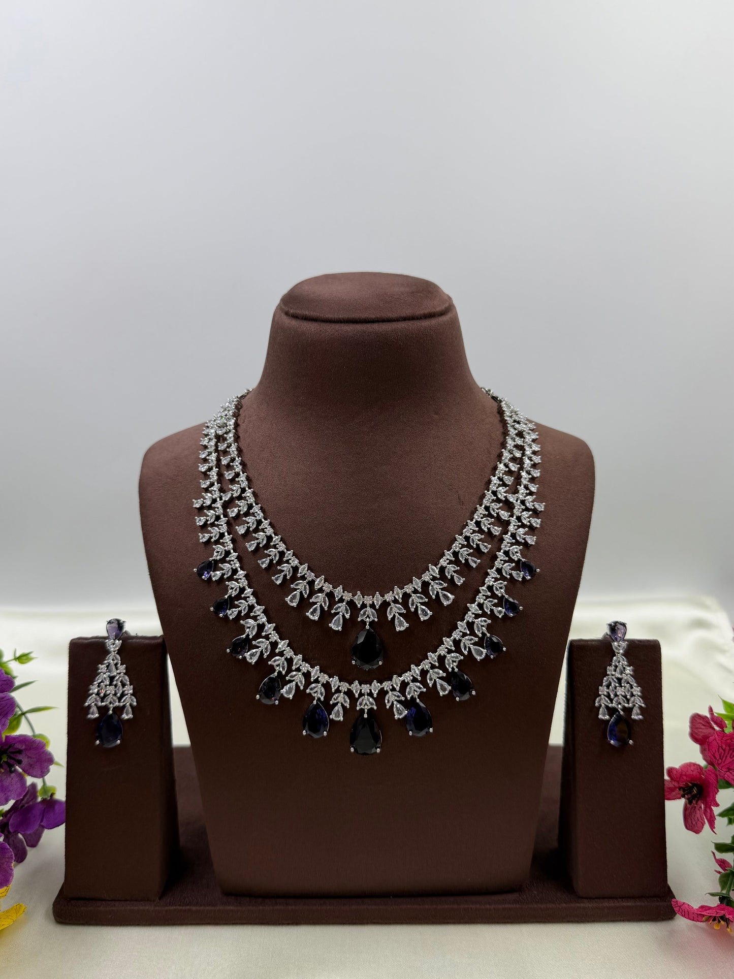 Nora American Diamond Double Layering Necklace