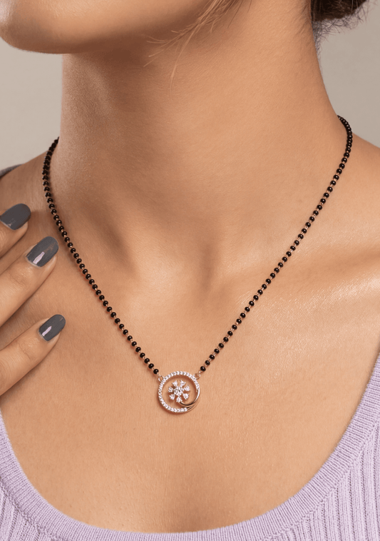 Round Floral Rose Gold Mangalsutra