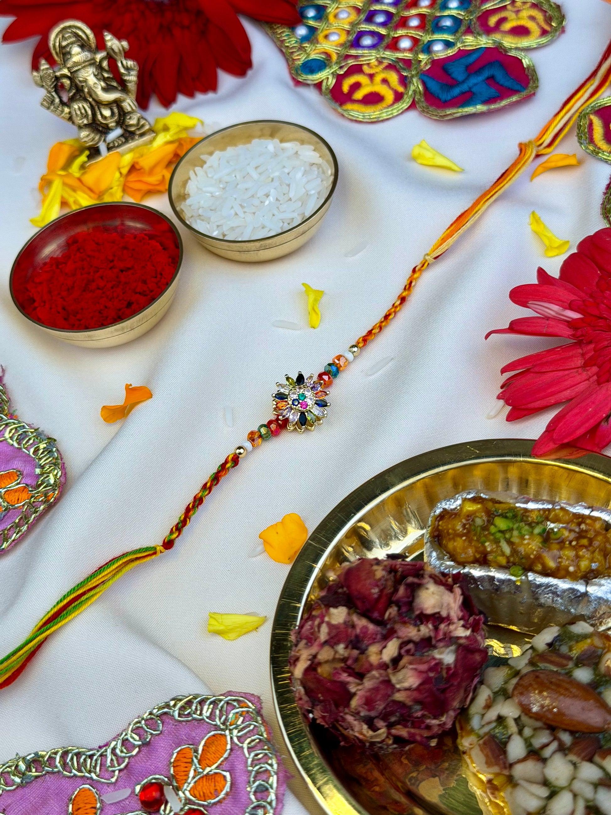 Rainbow Rakhi close-up view