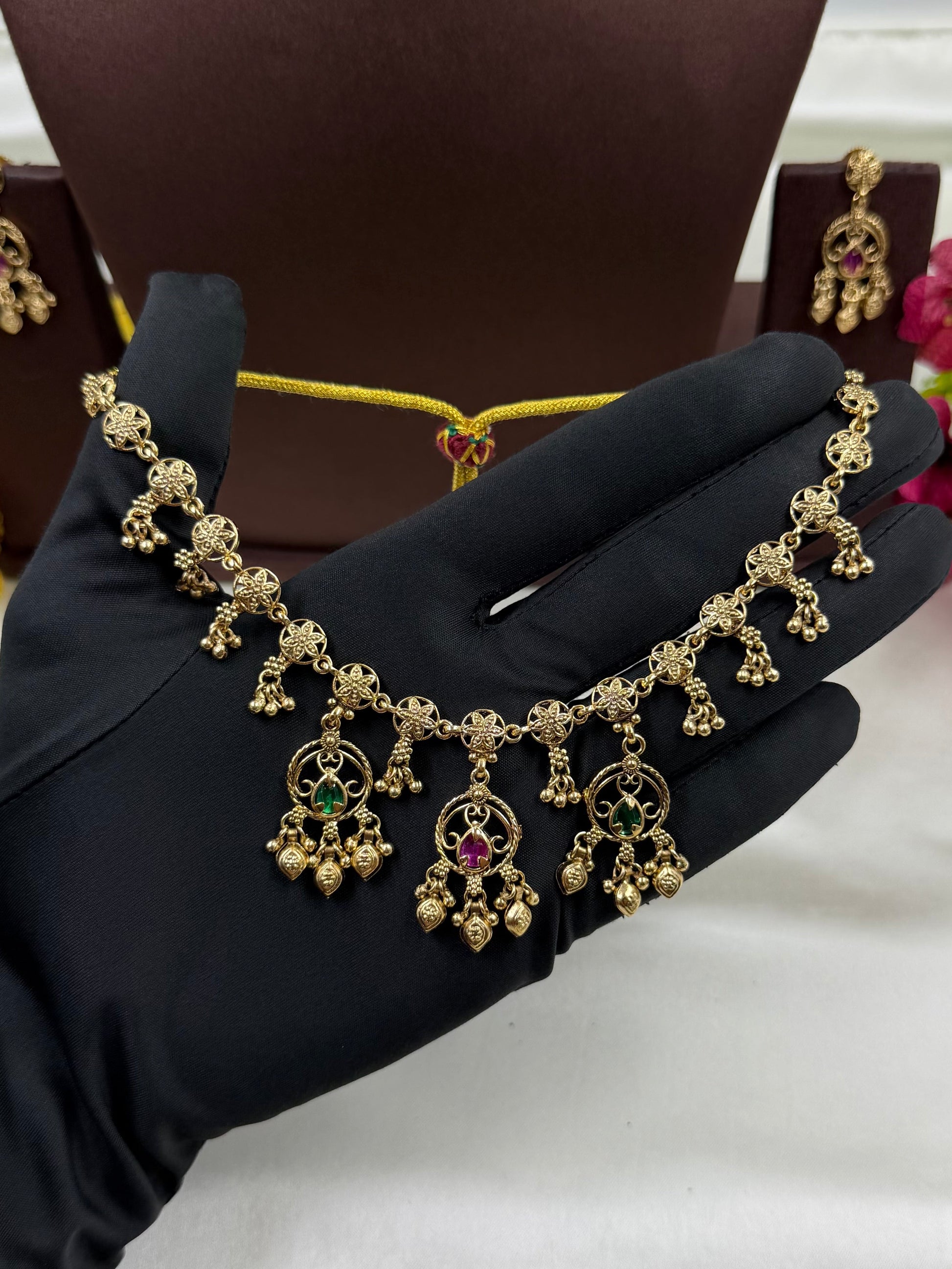Multi Necklace Set detail shot showing Heritage work