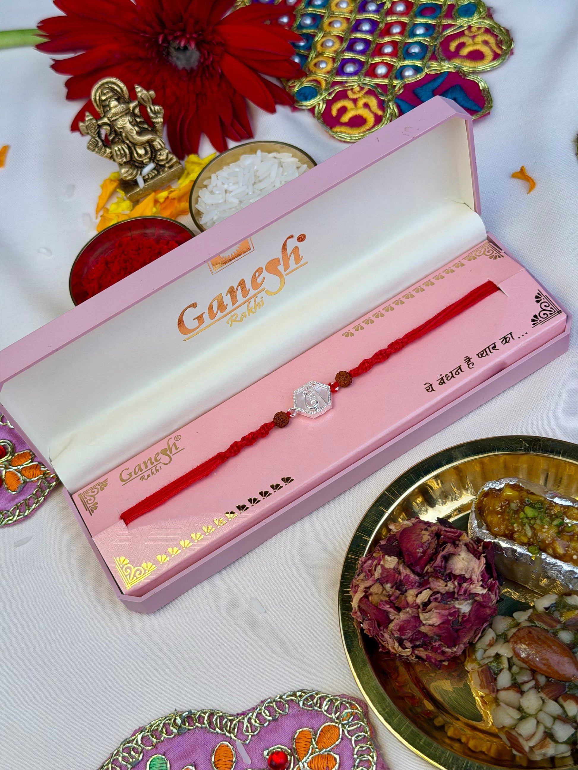 Rakhi detail shot showing intricate work