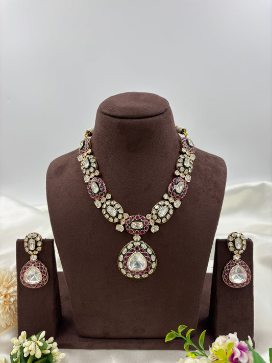 Sovereign Brass Moissanite Kundan Radiance Necklace