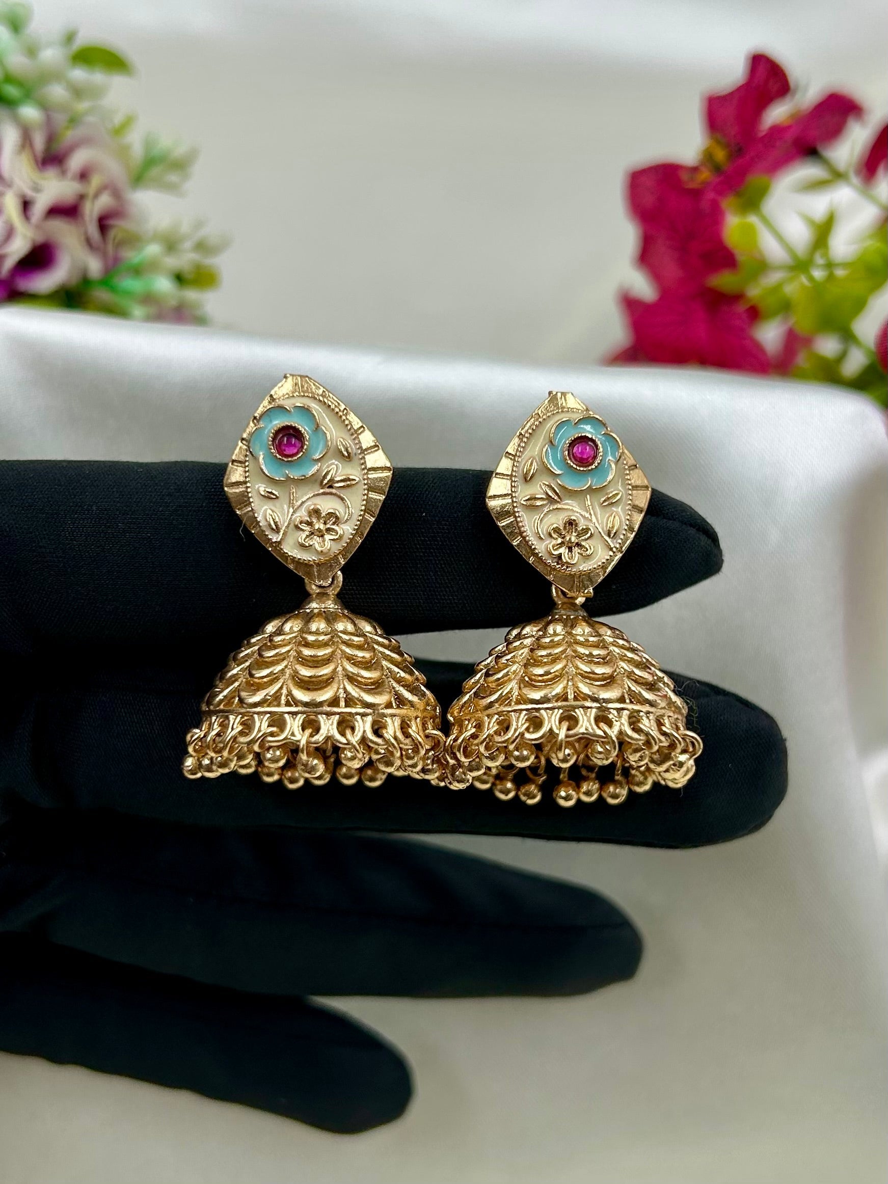 Nitya Earrings worn styled with traditional outfit