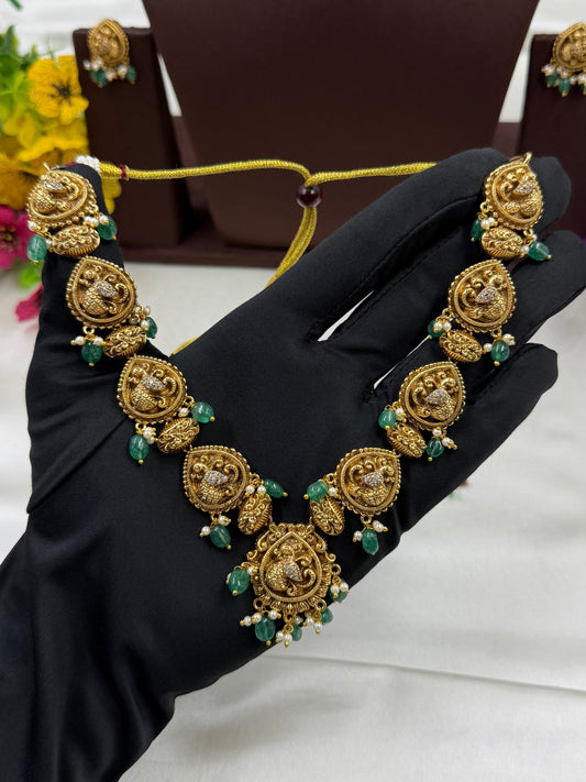 Green Bits Necklace Set detail shot showing intricate work