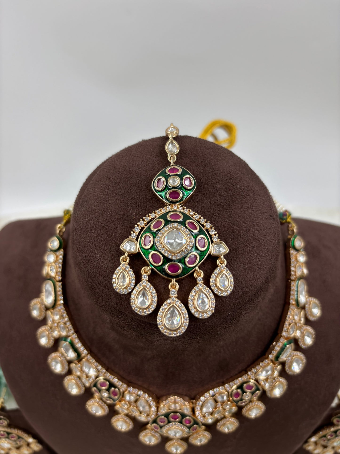 JANAK KUNDAN MOISSANITE DROP NECKLACE.