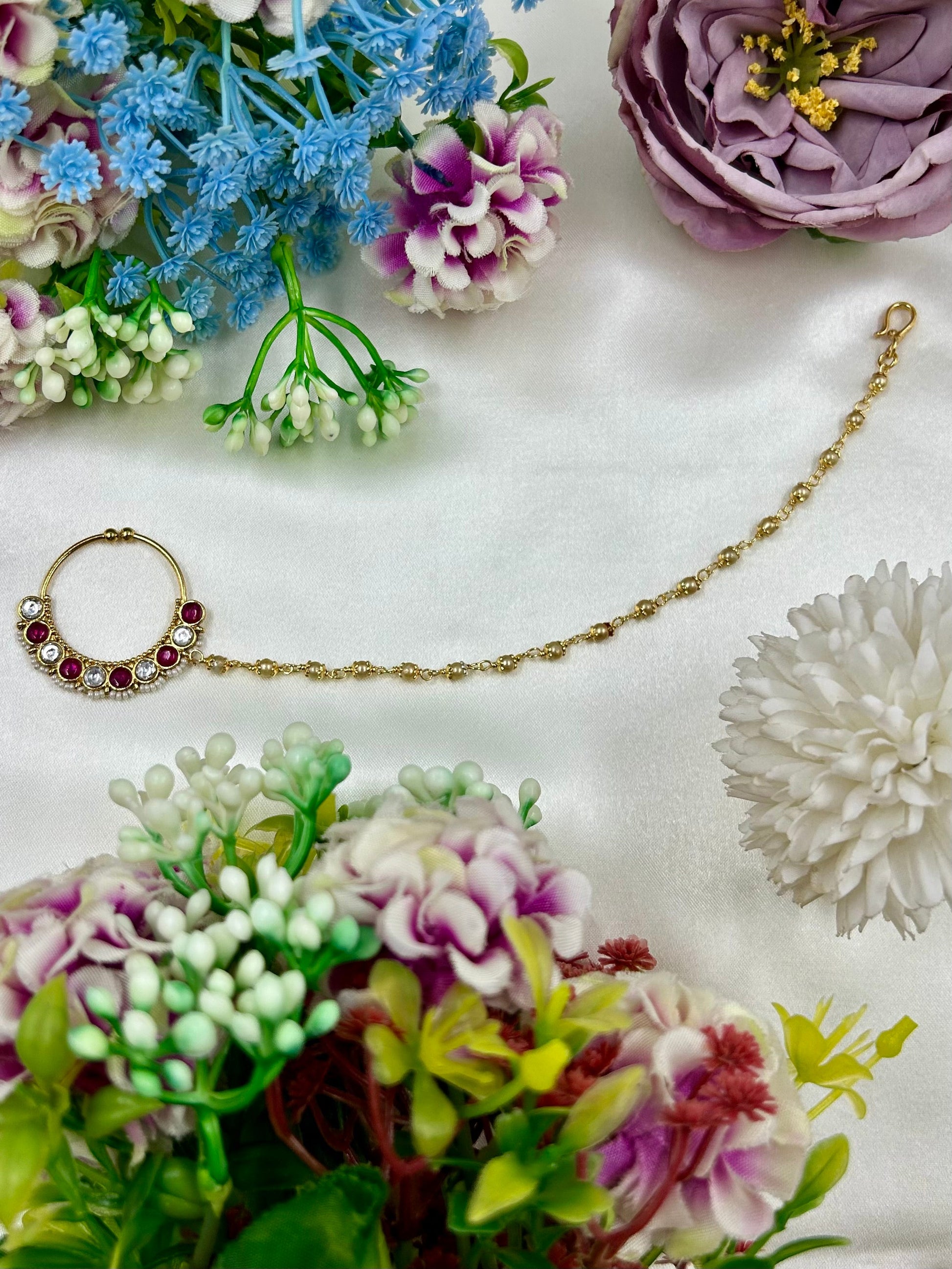 Multi Nose Ring detail shot showing intricate work