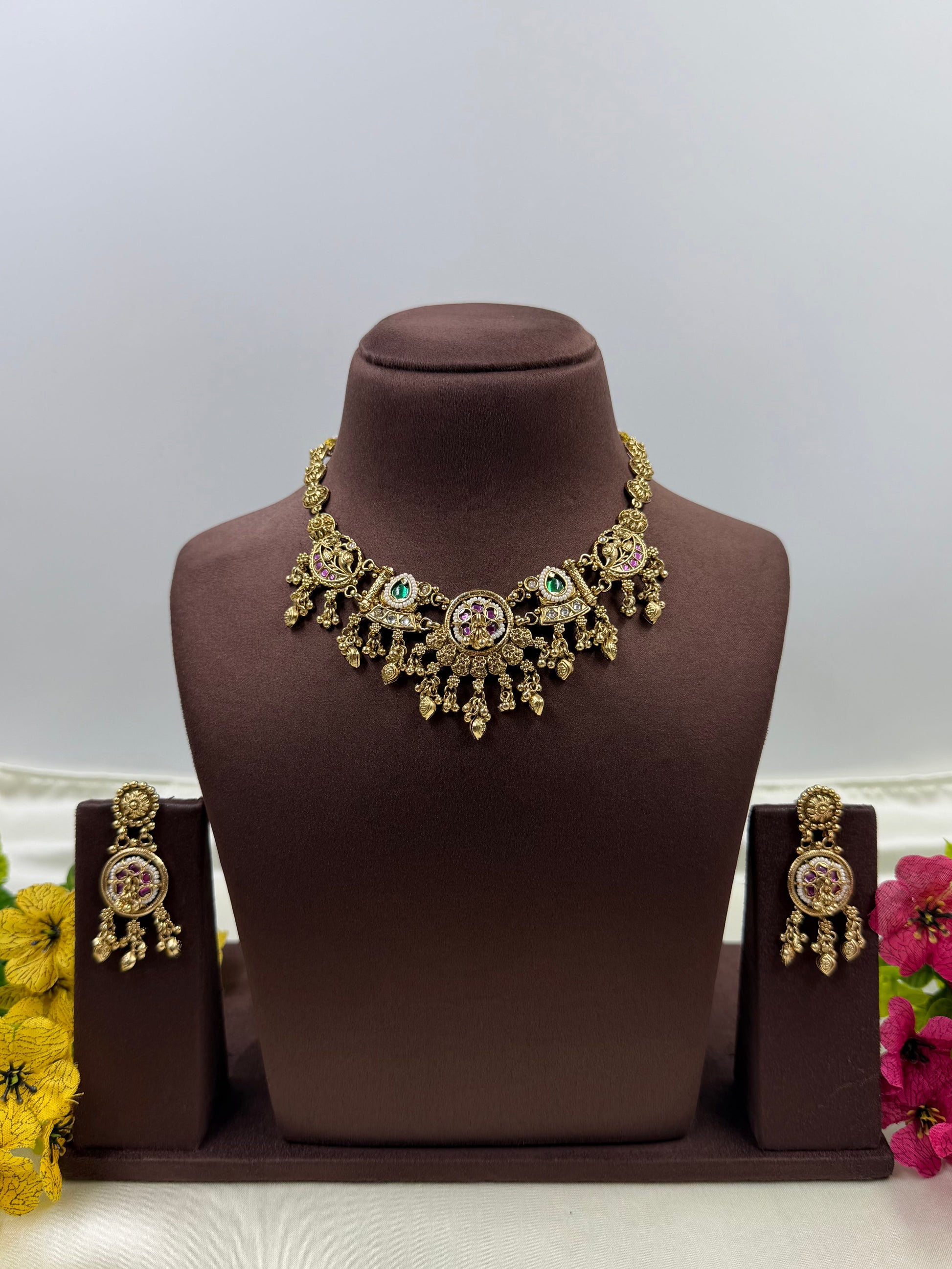 Unnati Necklace Set worn styled with traditional outfit