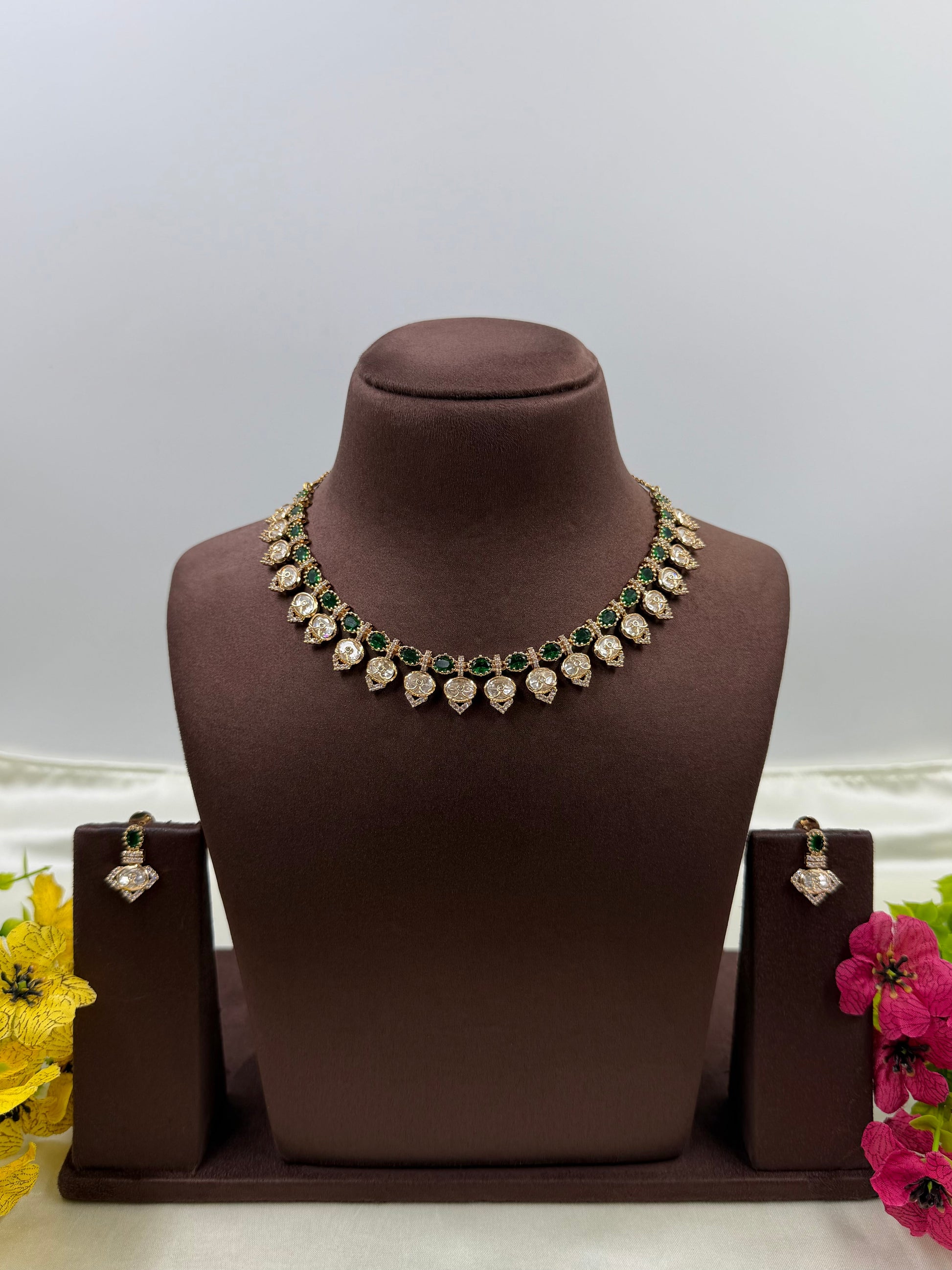 Uma Necklace Set worn styled with traditional outfit