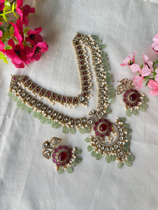 Niharika Long Necklace Set worn styled with traditional outfit
