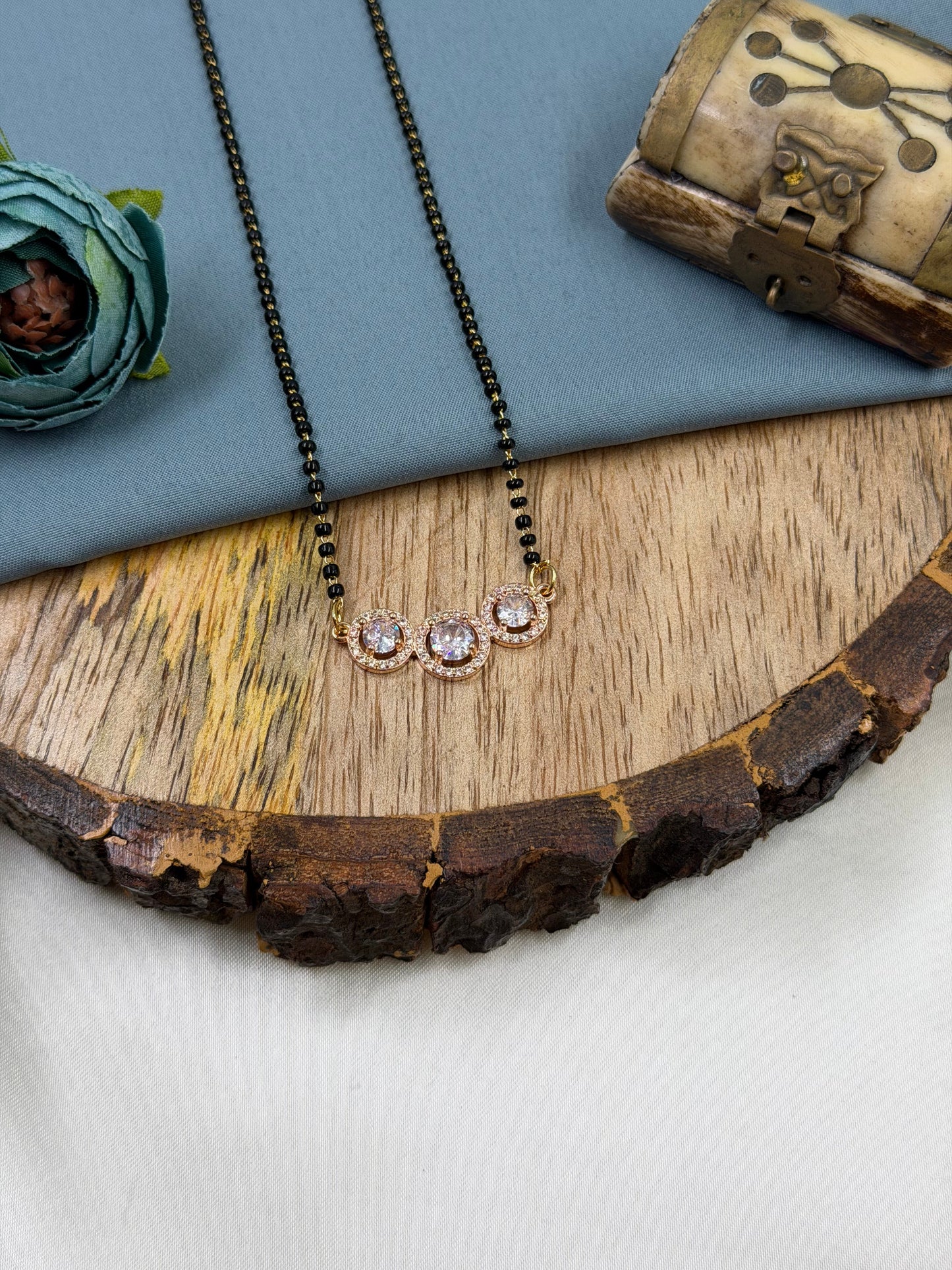 Triple Solitaire Rose Gold Mangalsutra