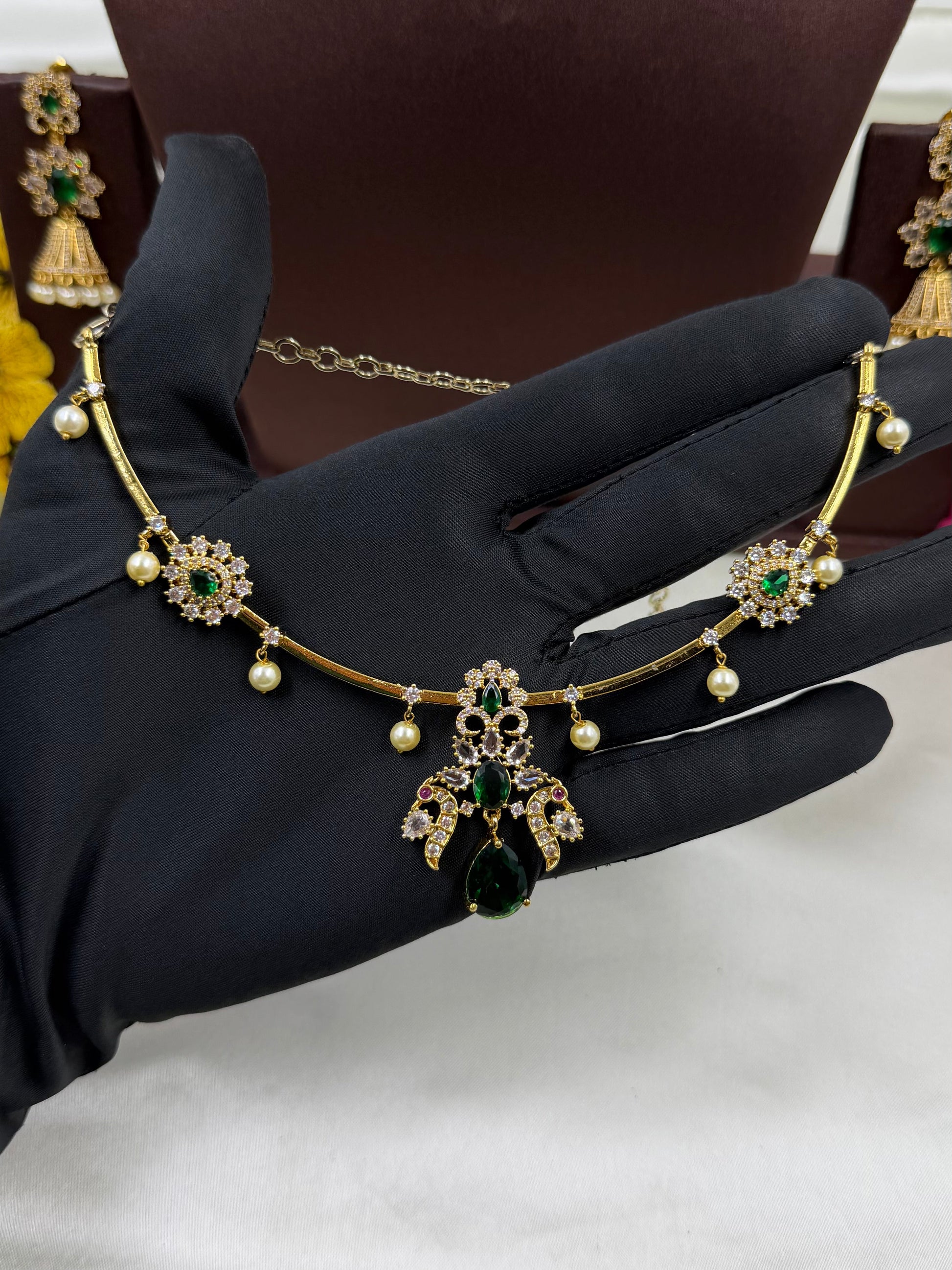 Rohini Necklace Set worn styled with traditional outfit