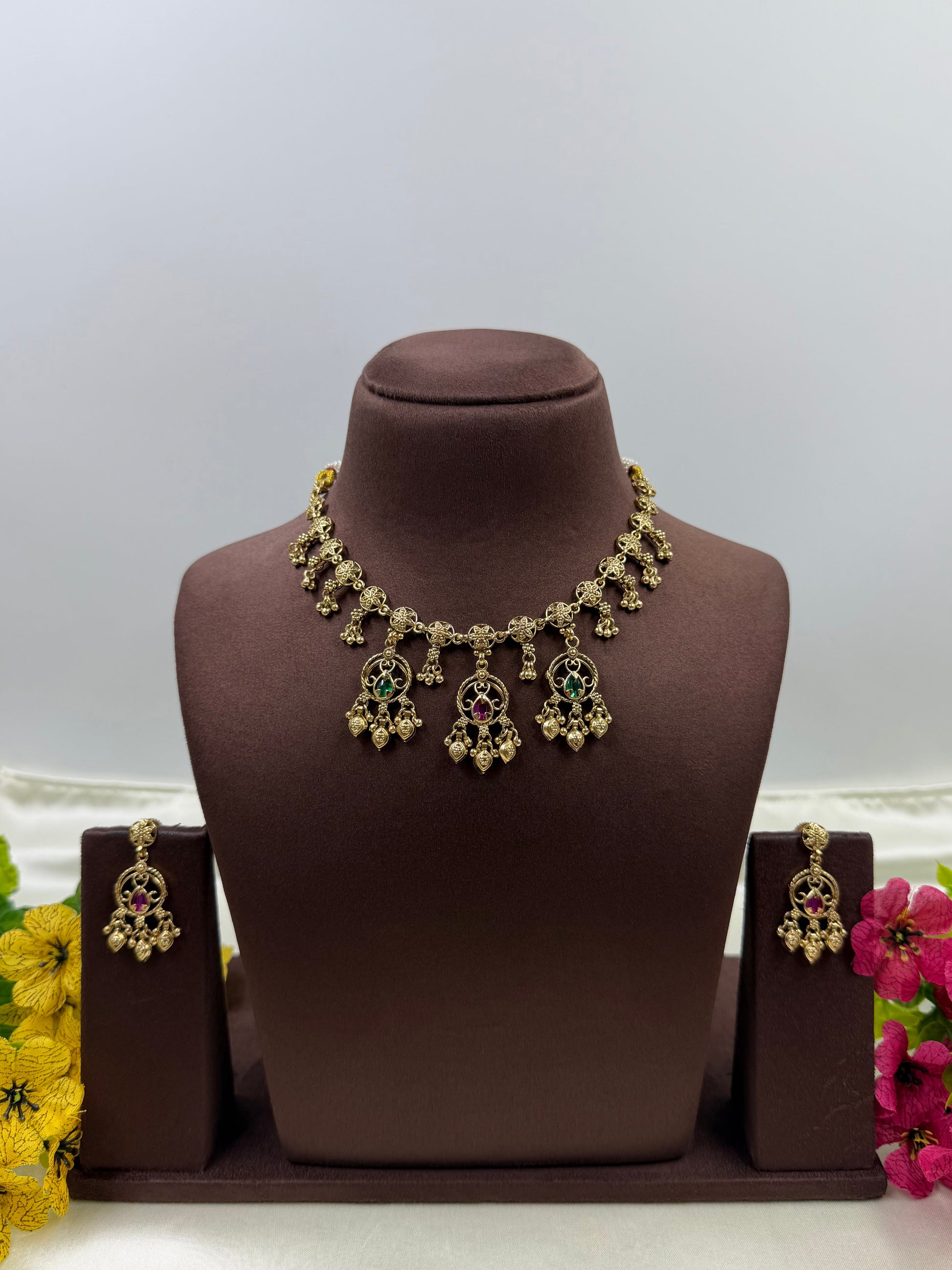 Sneha Necklace Set worn styled with traditional outfit