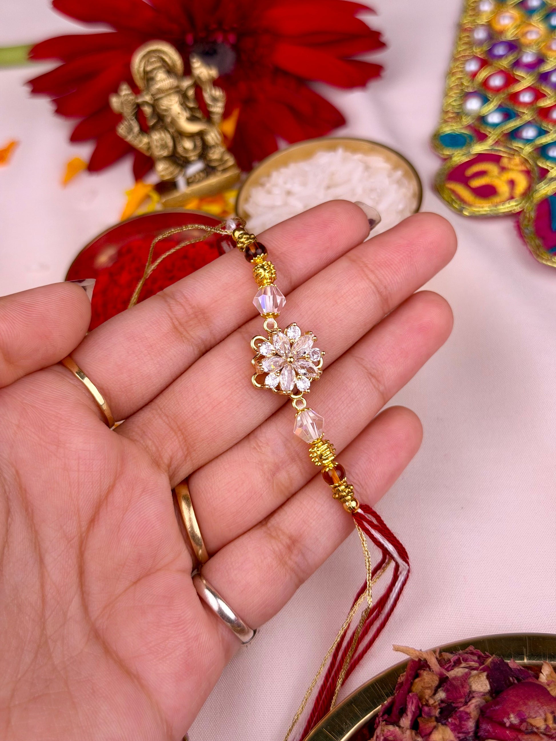 Premium Rakhi worn styled with traditional outfit