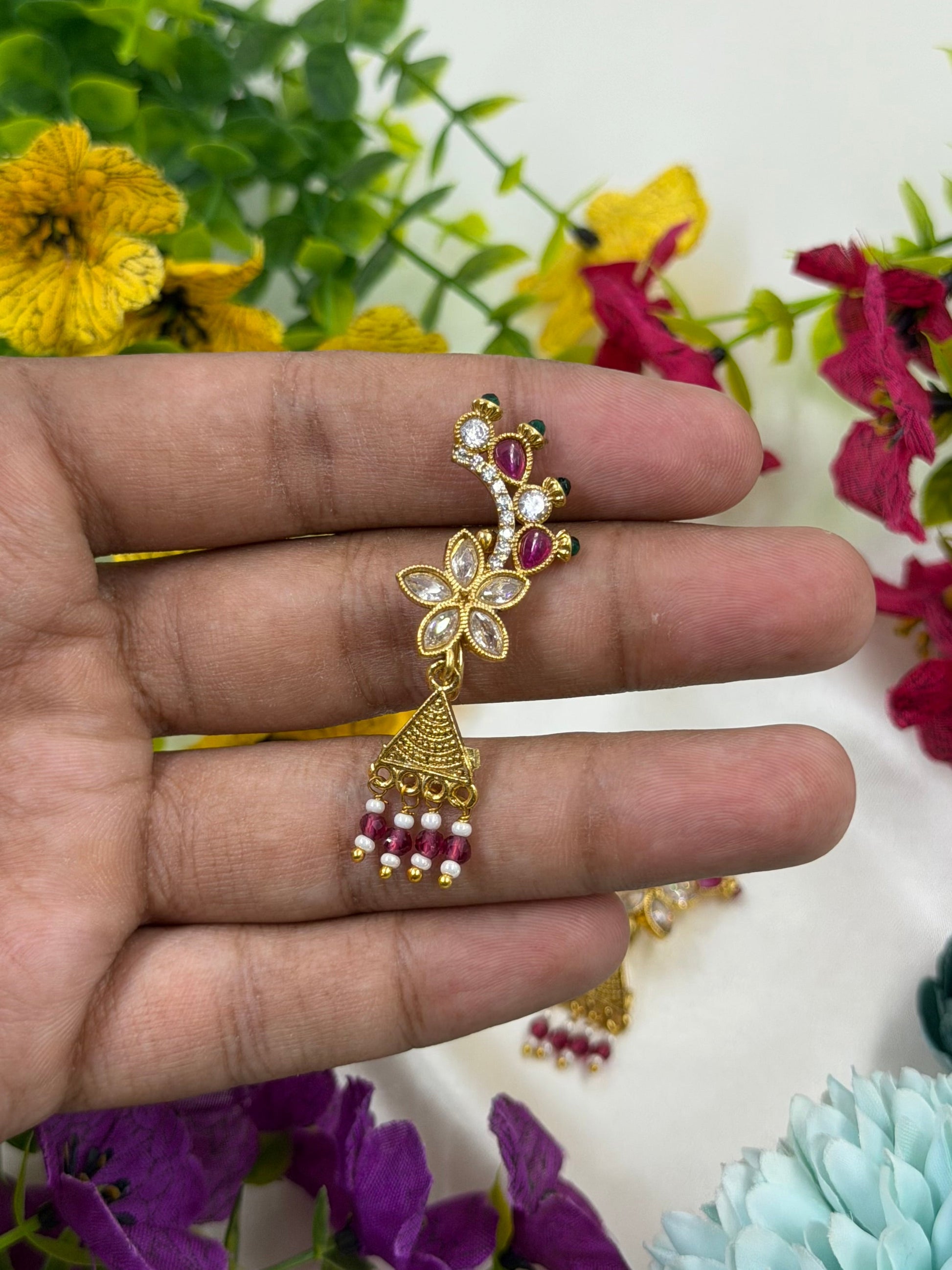 Rajani Nose Ring worn styled with traditional outfit