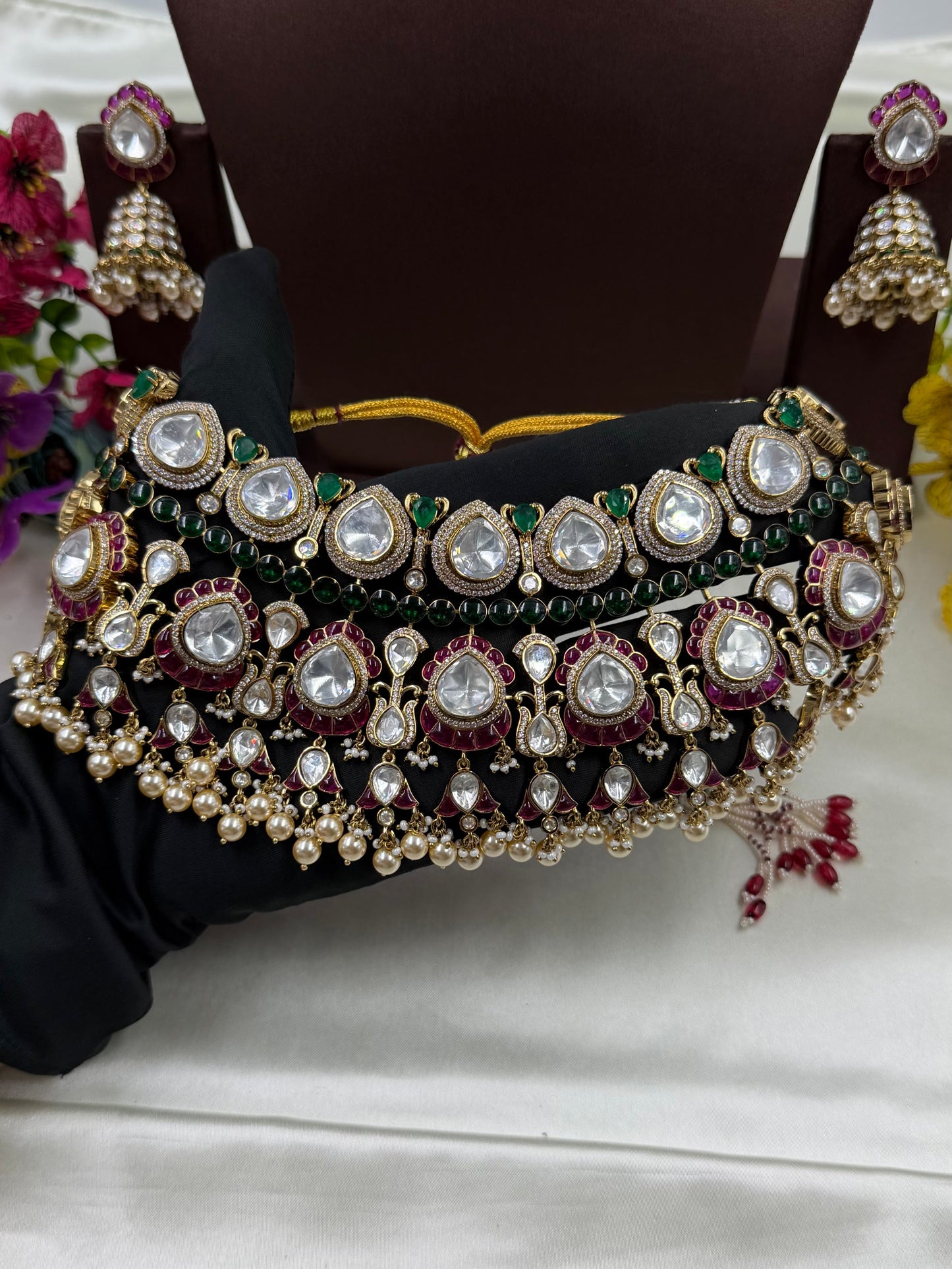 Bharathi Victorian Moissanite Choker Necklace Set