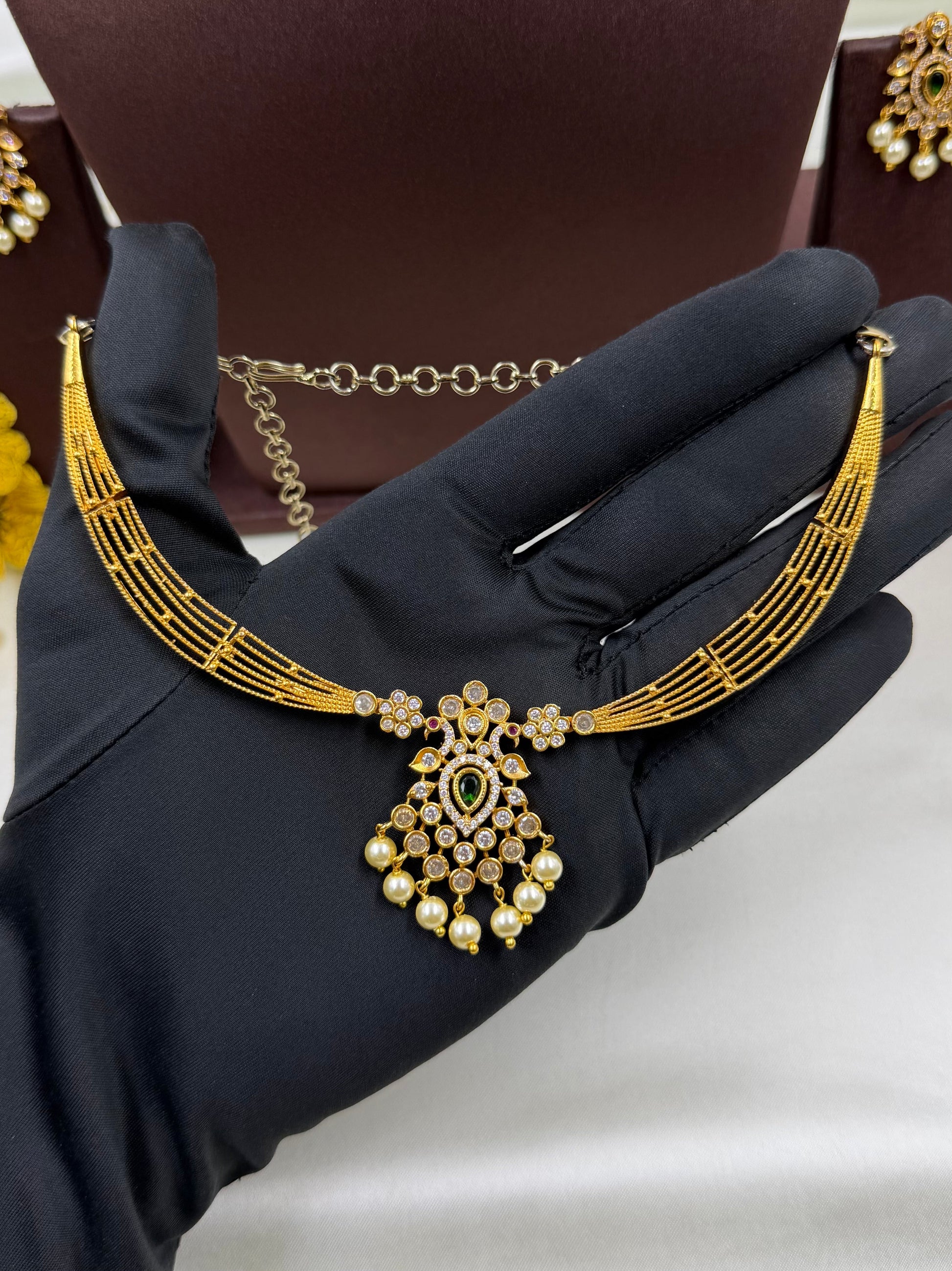 Unnati Necklace Set worn styled with traditional outfit