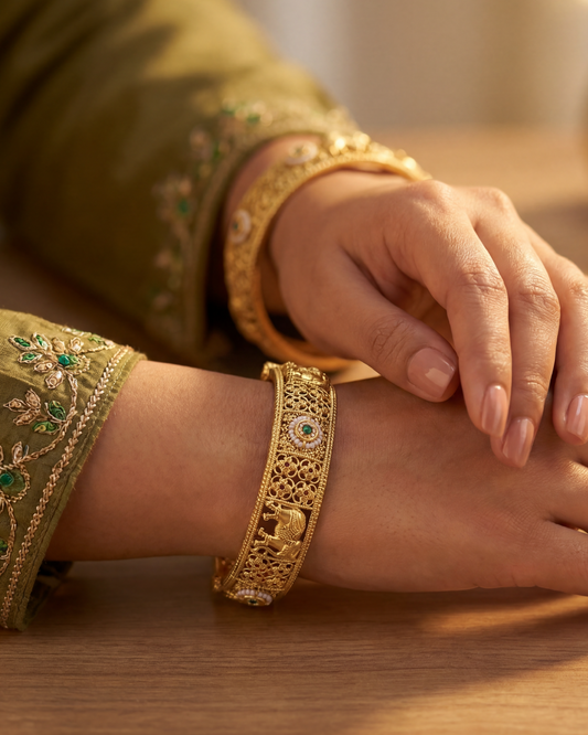 Advika Heritage Hathi Bangles (Openable)