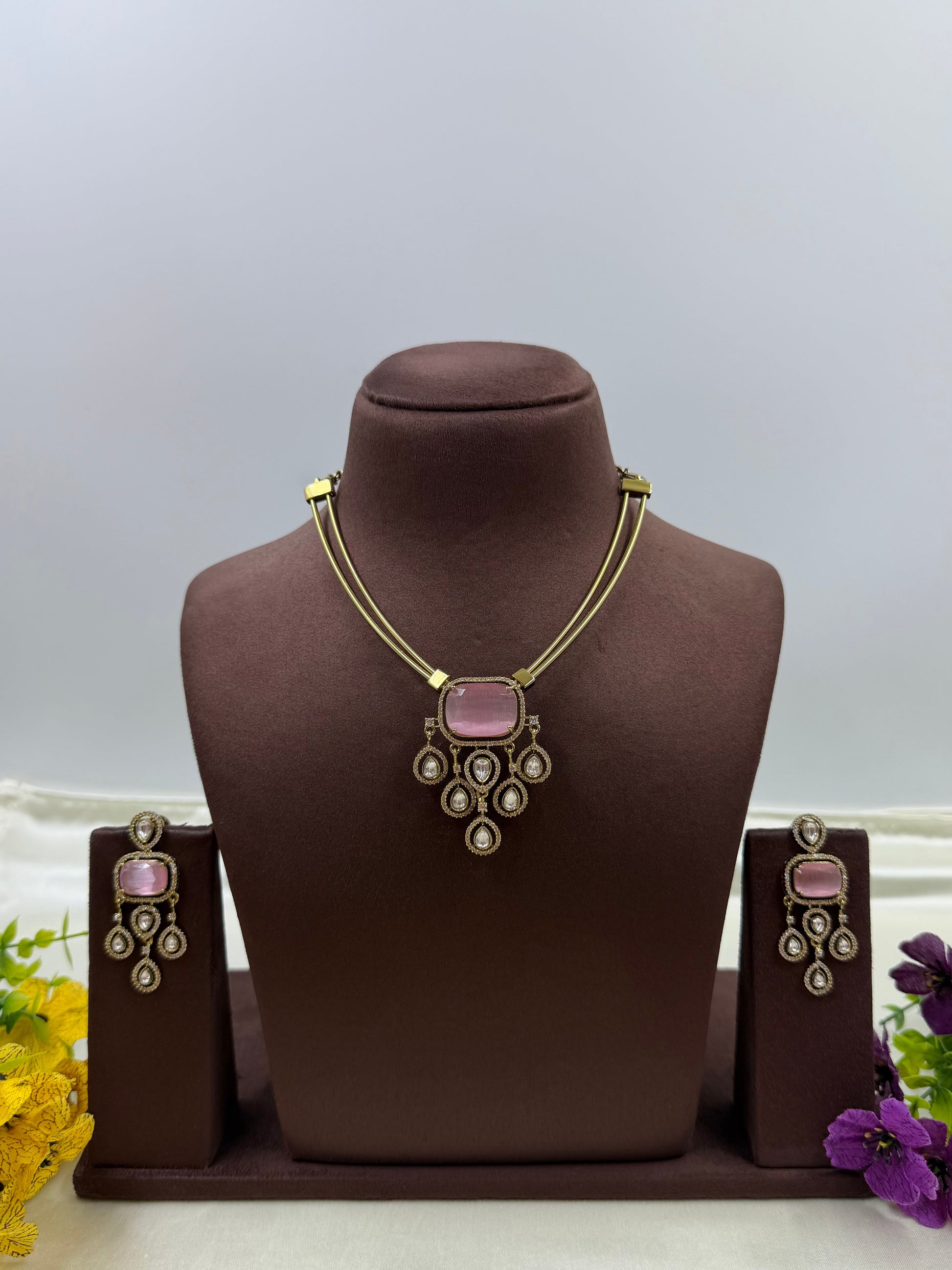 Kavya Necklace Set worn styled with traditional outfit
