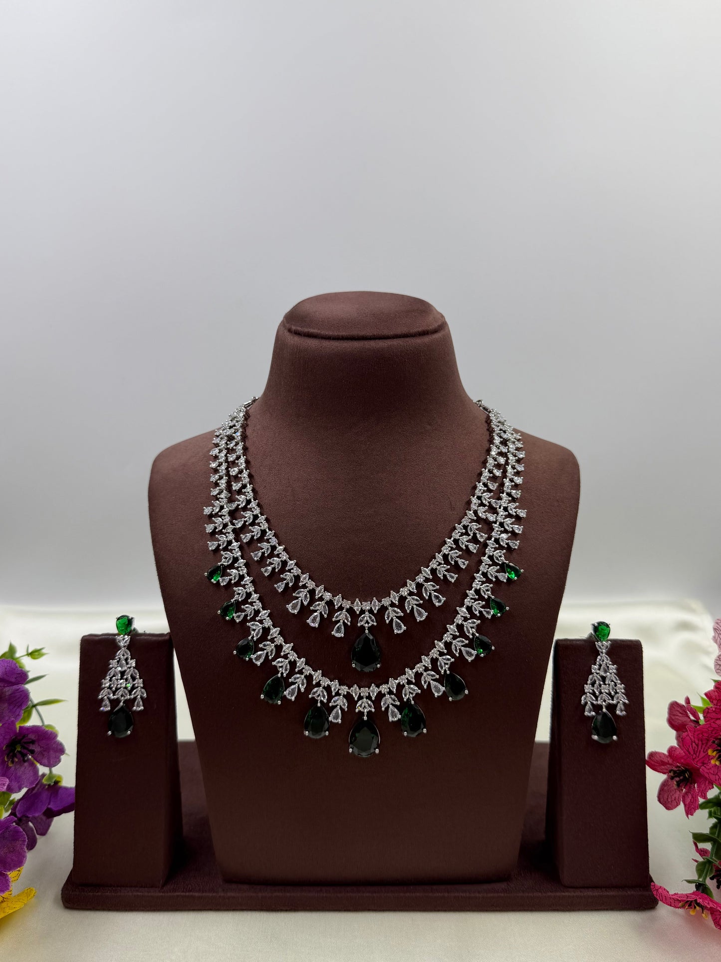 Nora American Diamond Double Layering Necklace
