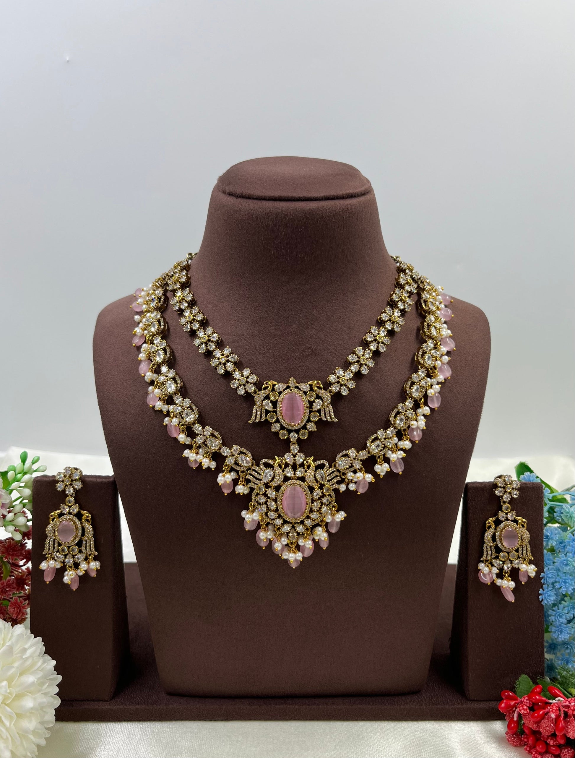 Multi Necklace Set detail shot showing Victorian work