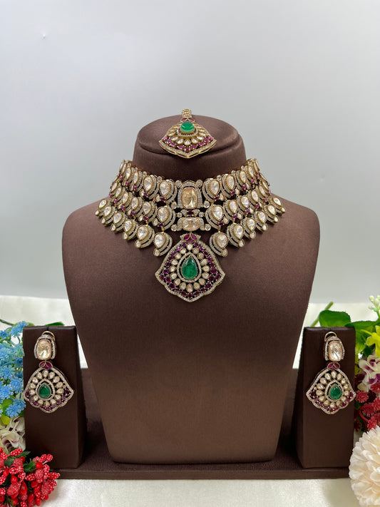 Leena Moissanite Choker Semi Bridal Set