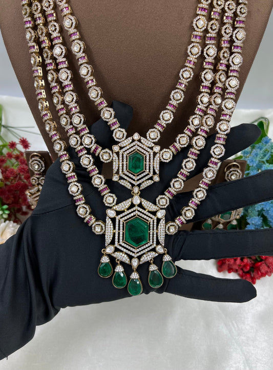 Sarojini Premium Moissanite Kundan Long Necklace