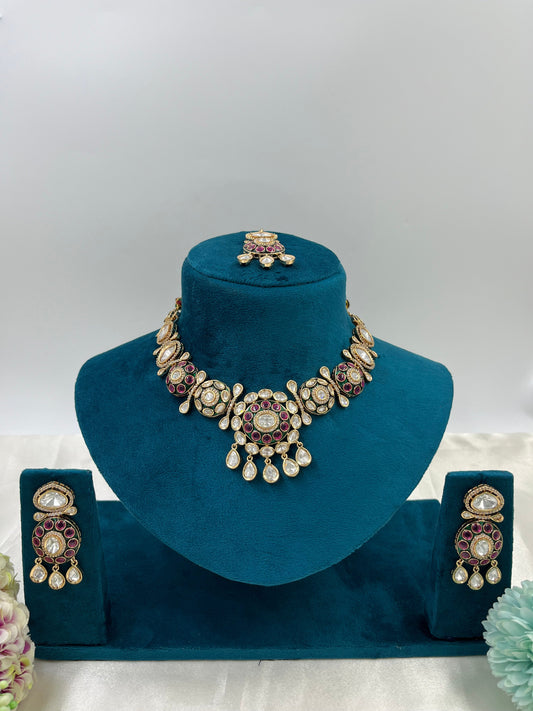 Disha Mina Kari Moissanite Kundan Necklace