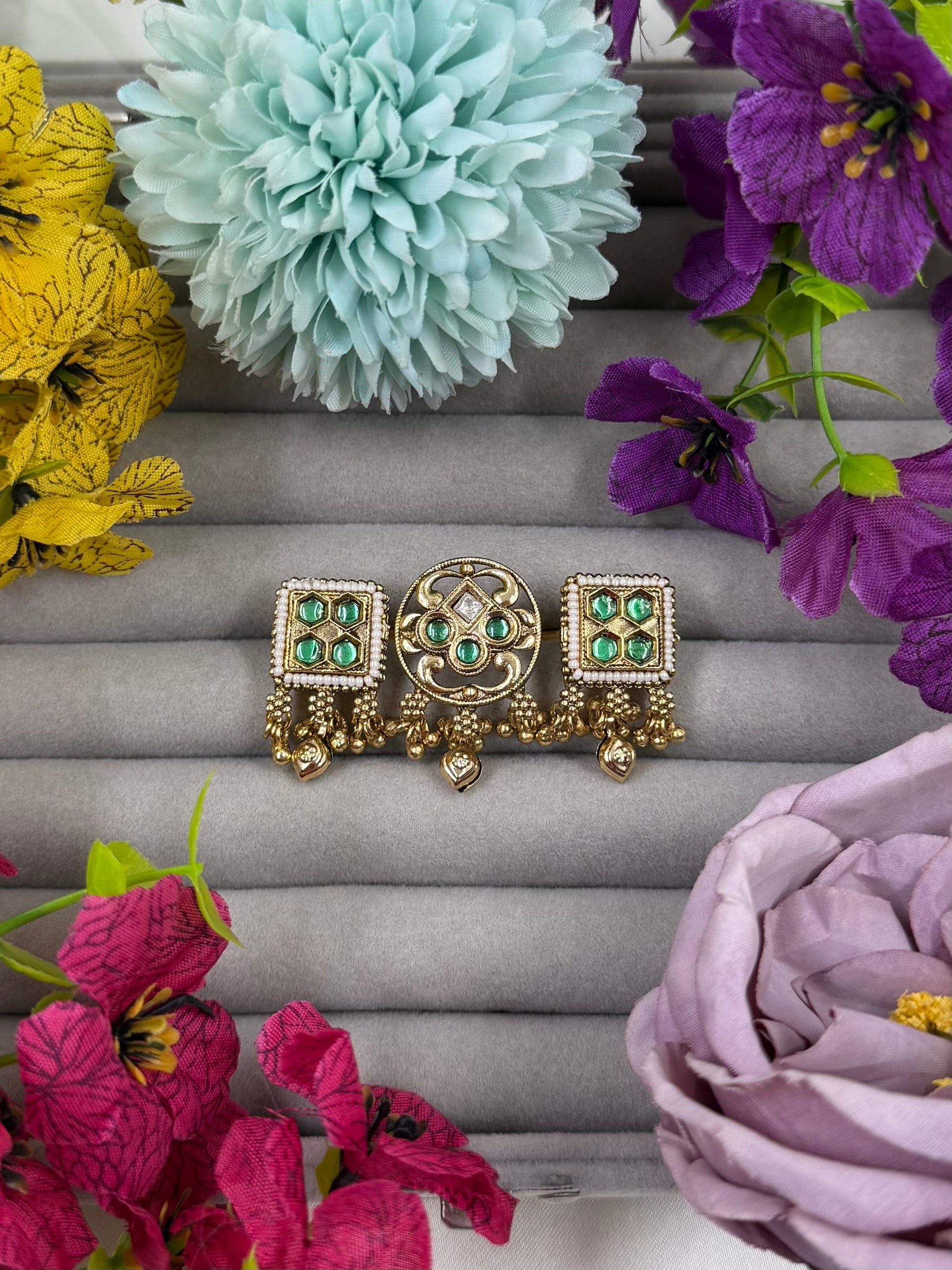 Sneha Finger Ring worn styled with traditional outfit