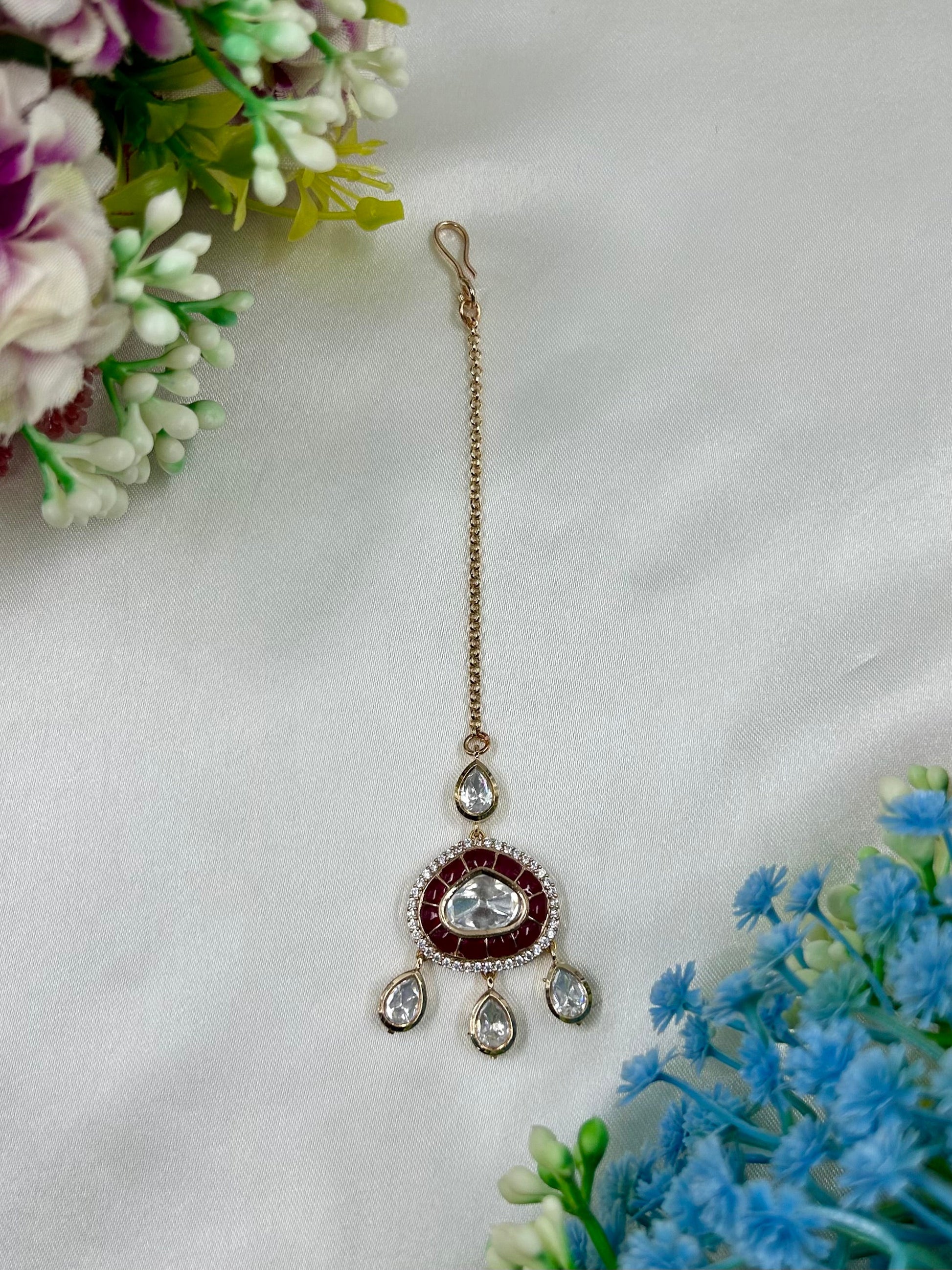 Manisha Moissanite Maang Tikka close-up view
