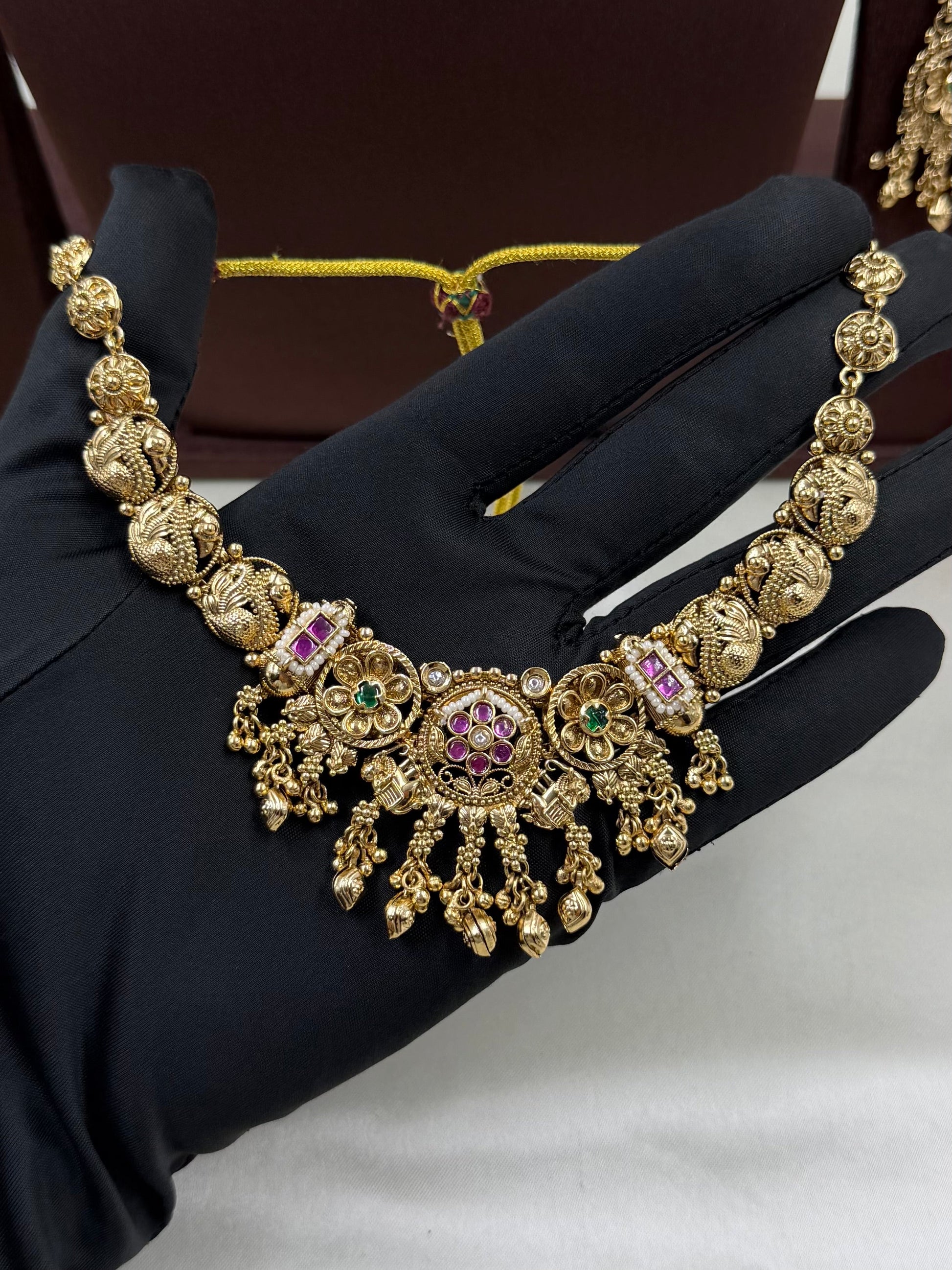 Multi Necklace Set detail shot showing Heritage work