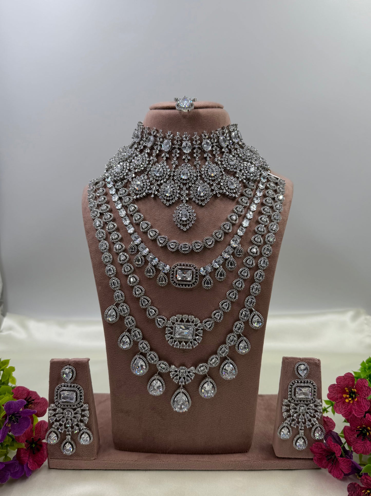 Tina Premium American Diamond Combo Set