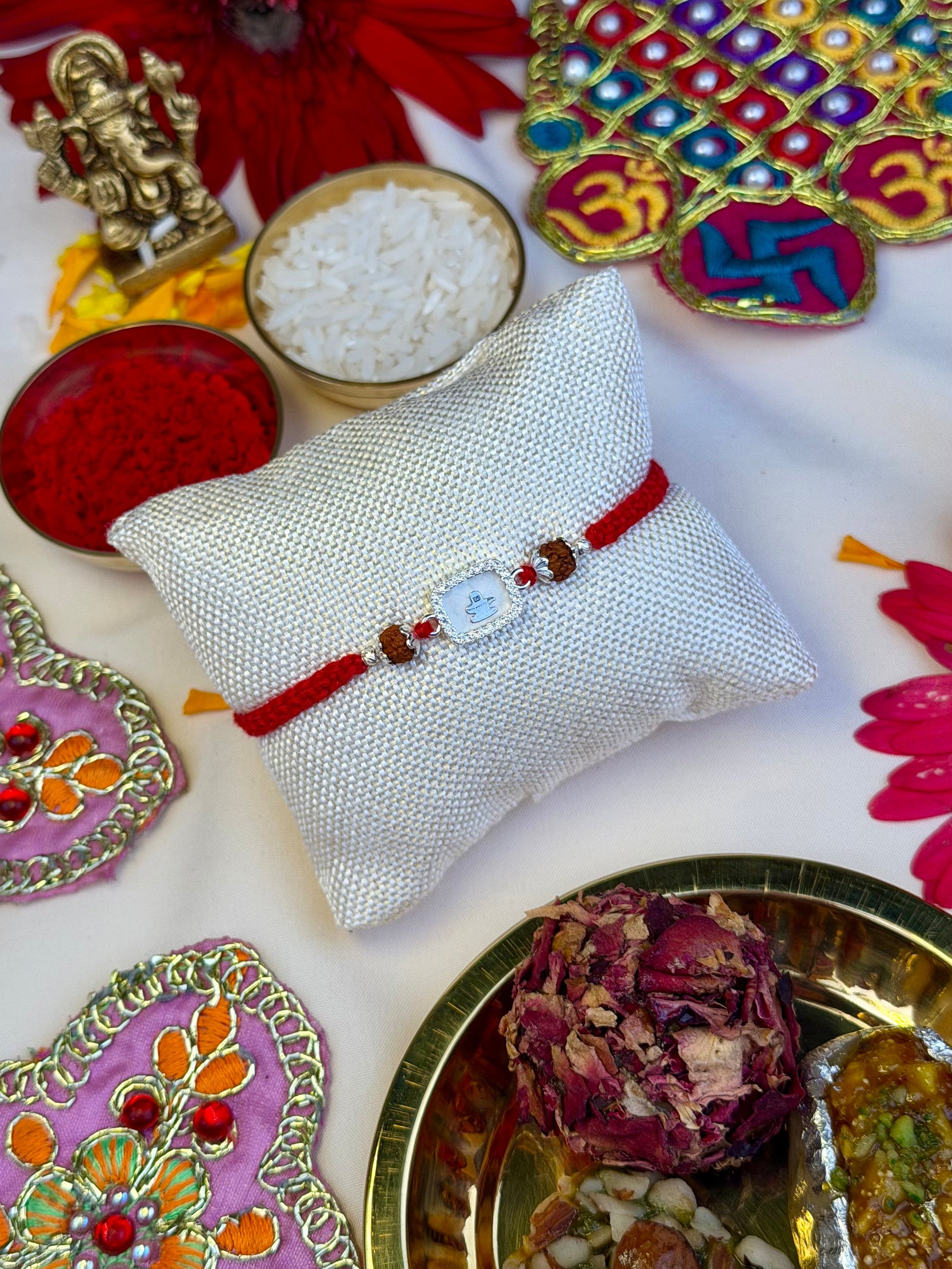 Rakhi detail shot showing intricate work