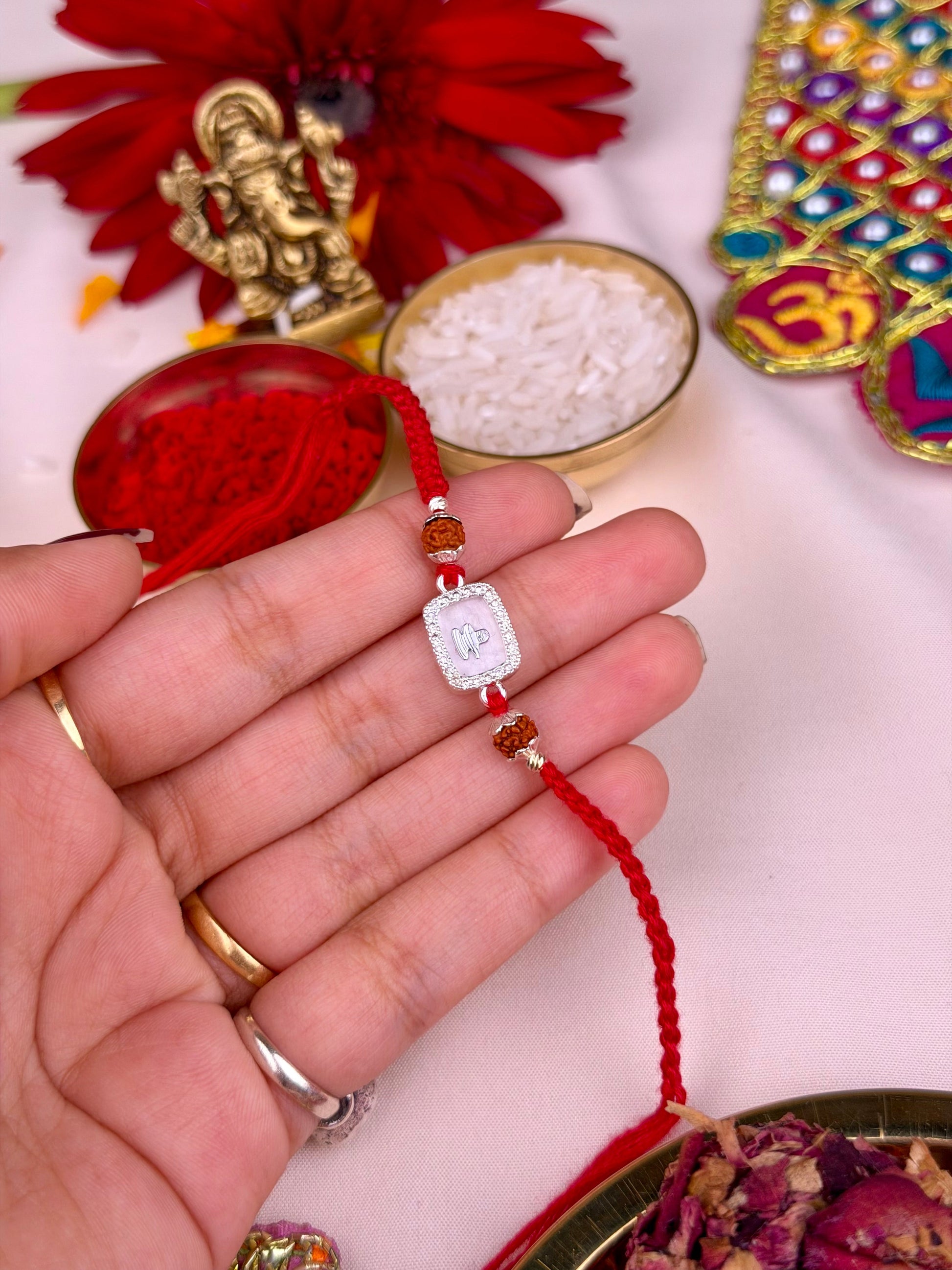 Shiv Rakhi worn styled with traditional outfit