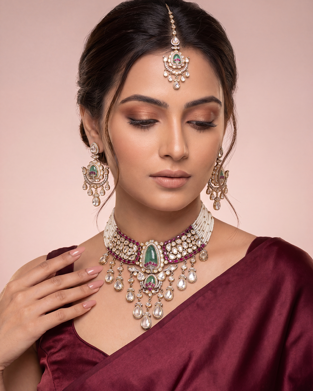 Divya Victorian Moissanite Choker Necklace Set