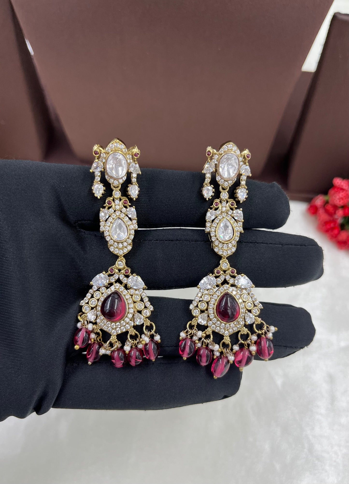 Mohini Antique Premium Moissanite Kundan Necklace.