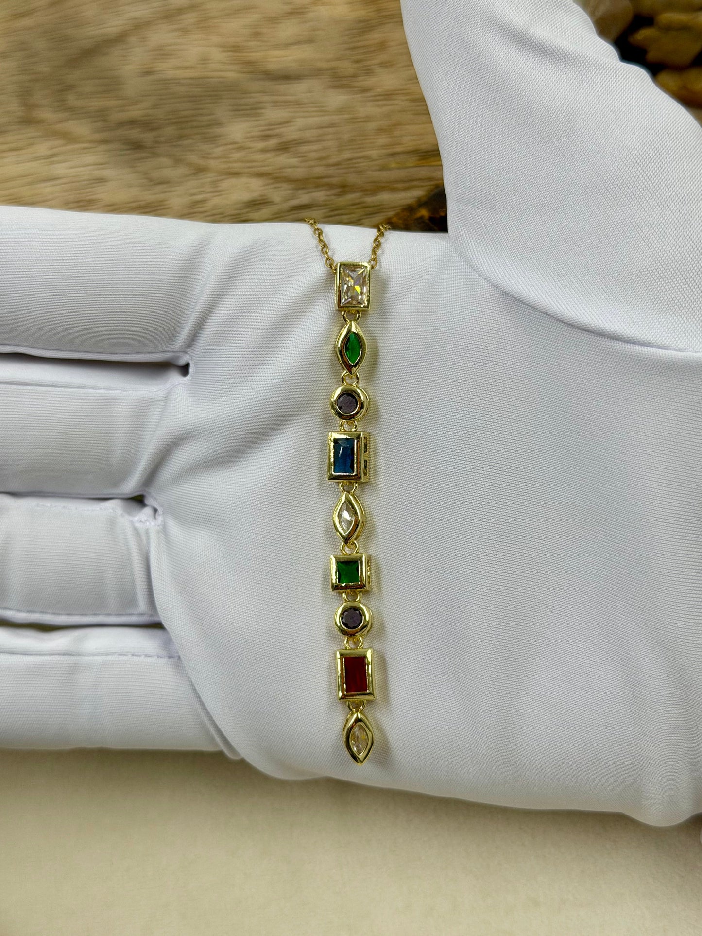 Multi-Stone Charm Gold Chain